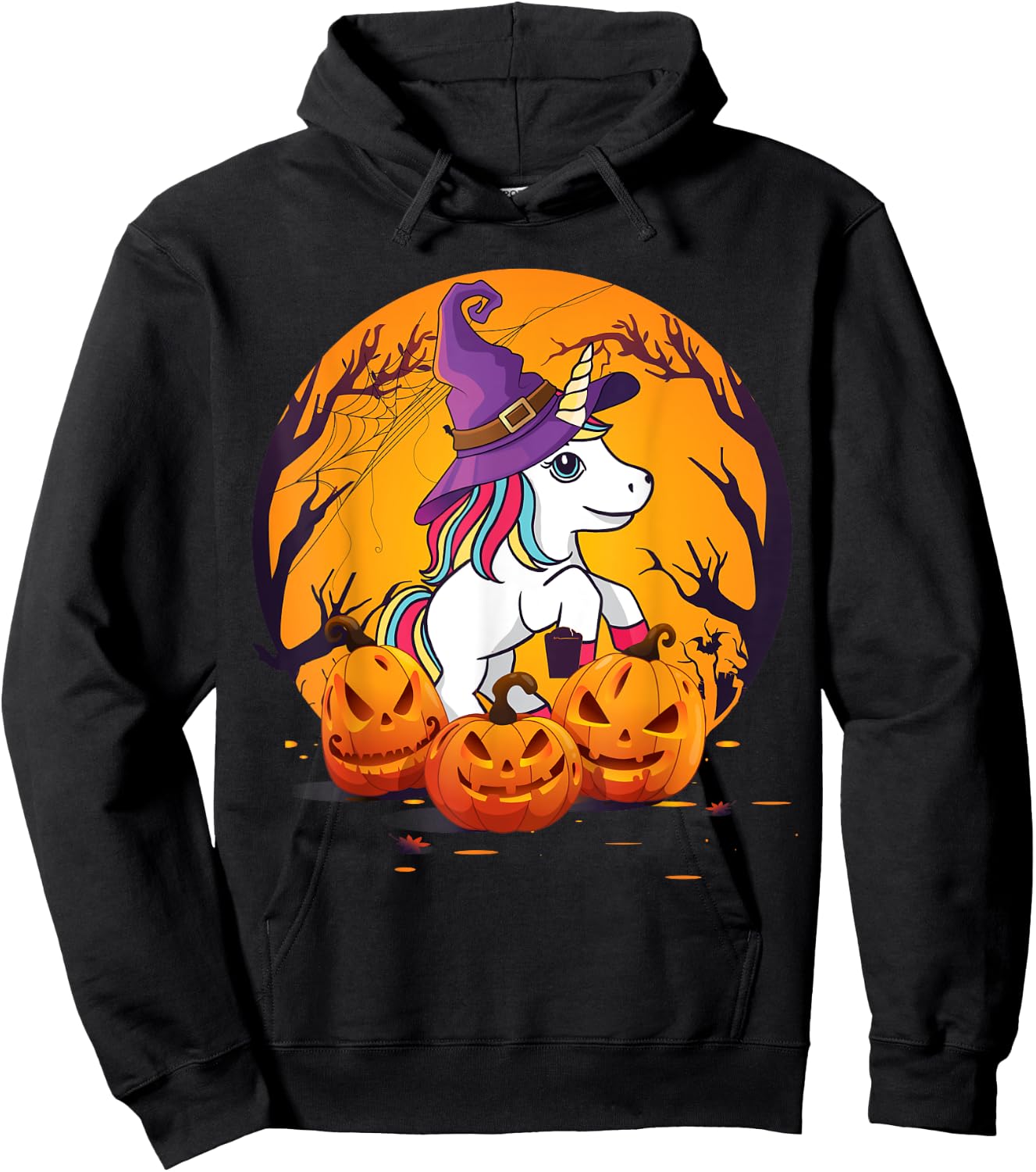 Fun Halloween Shirt Girls Kids Witchy Unicorn Halloween Hoodie - Hoodie | Black