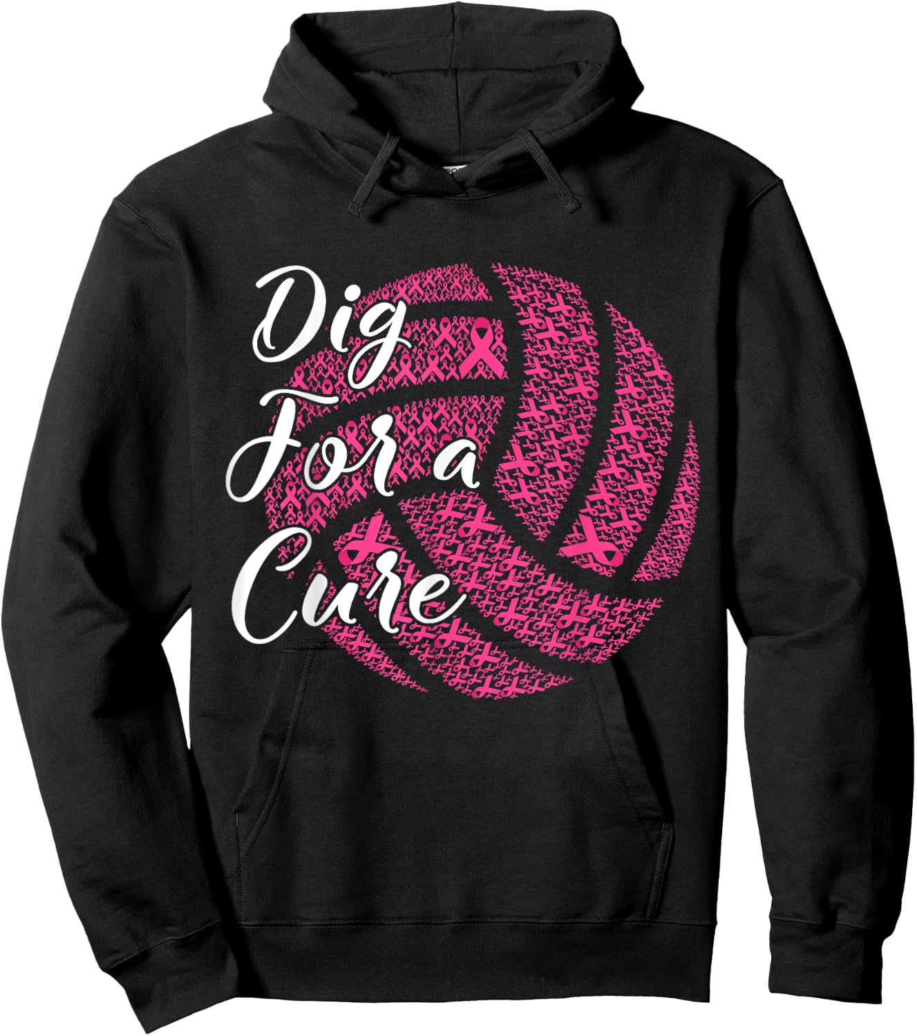 Dig For A Cure Breast Cancer Awareness Volleyball Pink Hoodie - Hoodie | Black