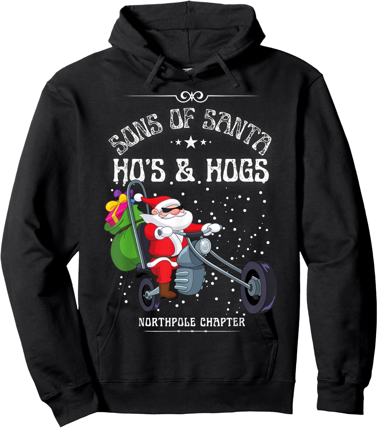 Sons of Santa Hat Funny Motorcycle Christmas 2024 Hoodie - Hoodie | Black