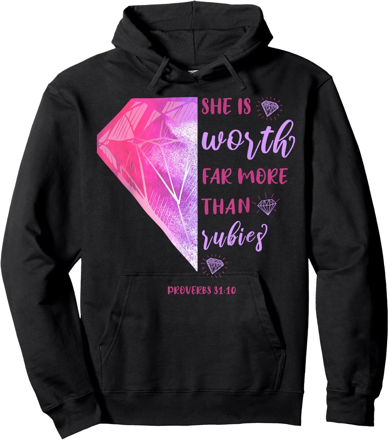 She Is Worth Far More Than Rubies Proverbs 31:10 Christian Hoodie - Hoodie | Black