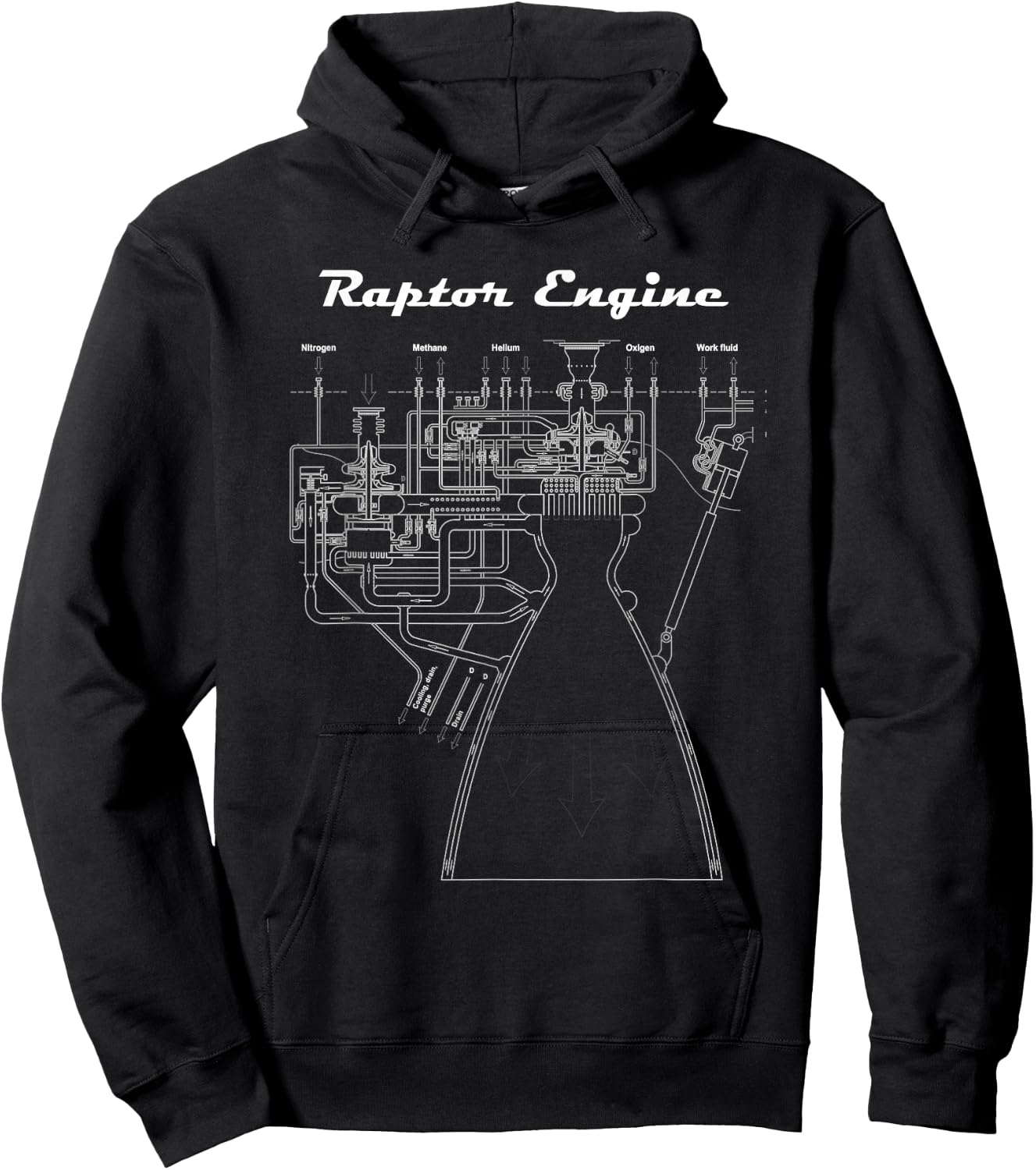 Raptor engine blueprint Hoodie - Hoodie | Black