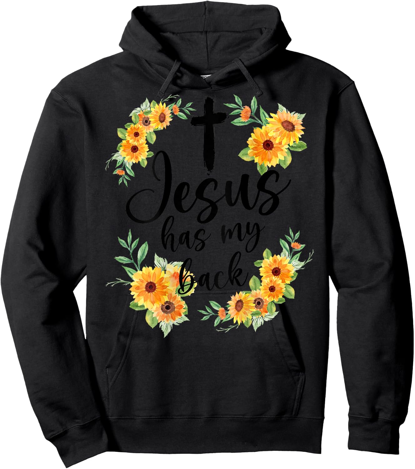 Jesus Has My Back (On Back) Women Hoodie - Hoodie | Black
