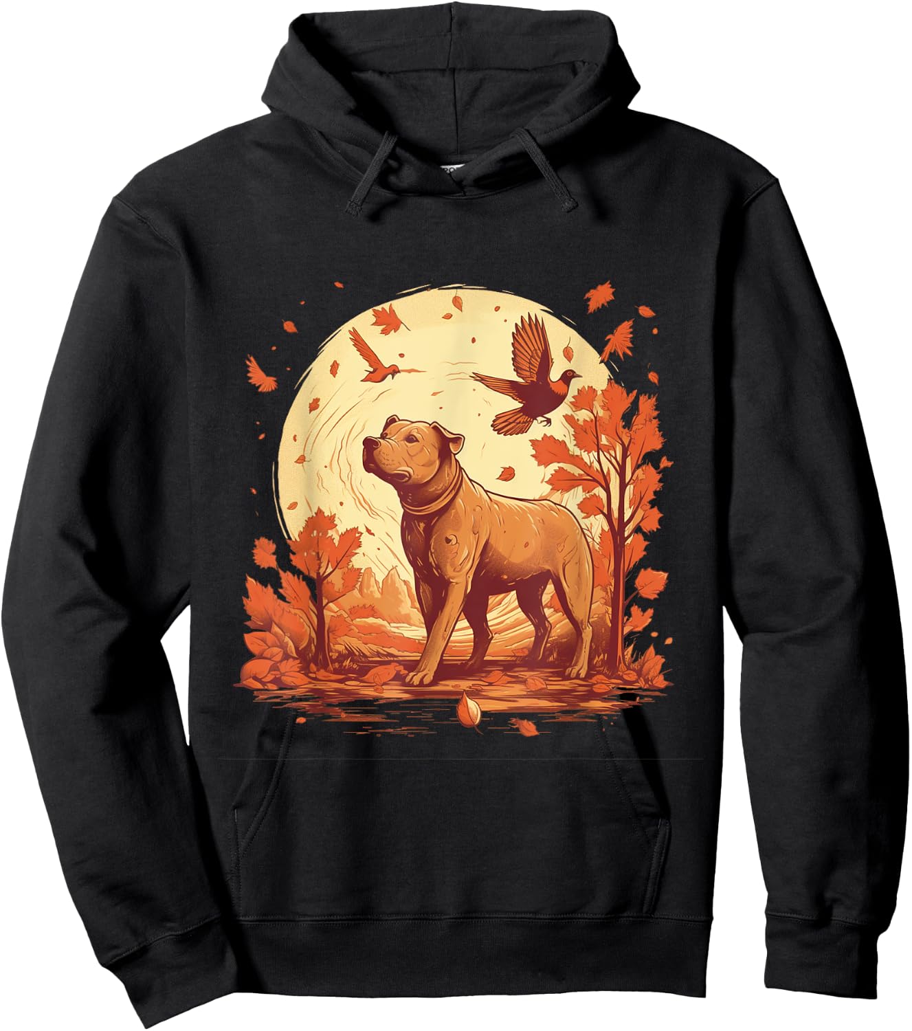 Pitbull Fall Leaves Thanksgiving Day Dog Lover Puppy Owner Hoodie - Hoodie | Black