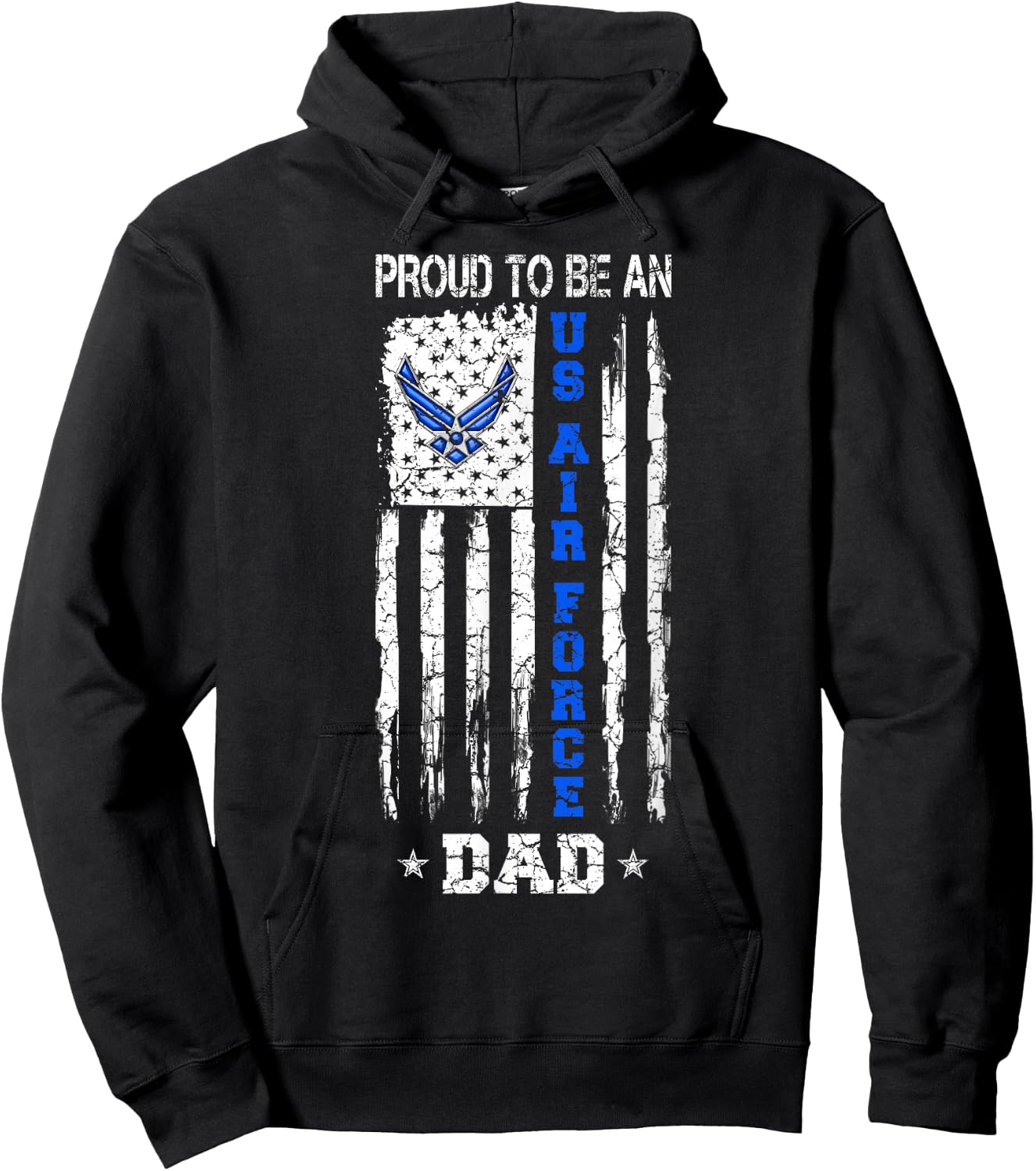 Vintage USA Flag Proud to Be an US Air Force Dad Hoodie - Hoodie | Black