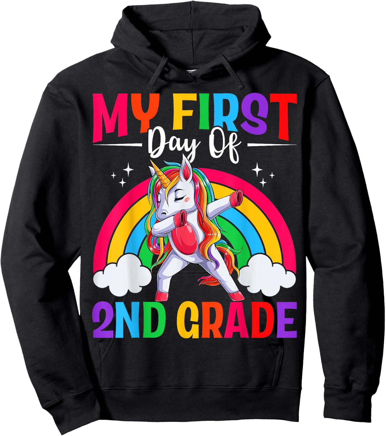 My First Day Of 2nd Grade Unicorn Second Grade Team Girls Hoodie - Hoodie | Black