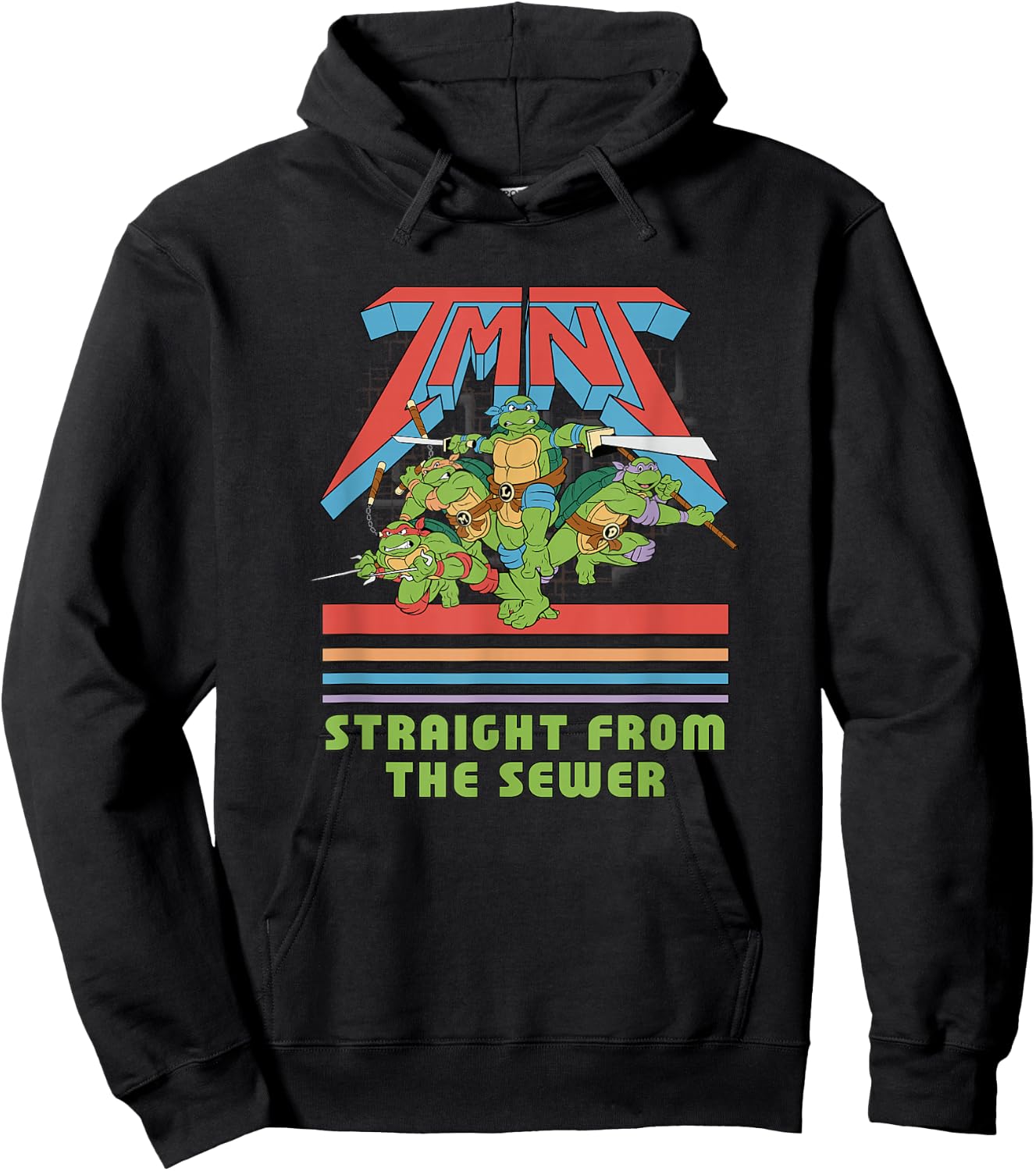 Teenage Mutant Ninja Turtles Straight From The Sewer Retro Hoodie - Hoodie | Black