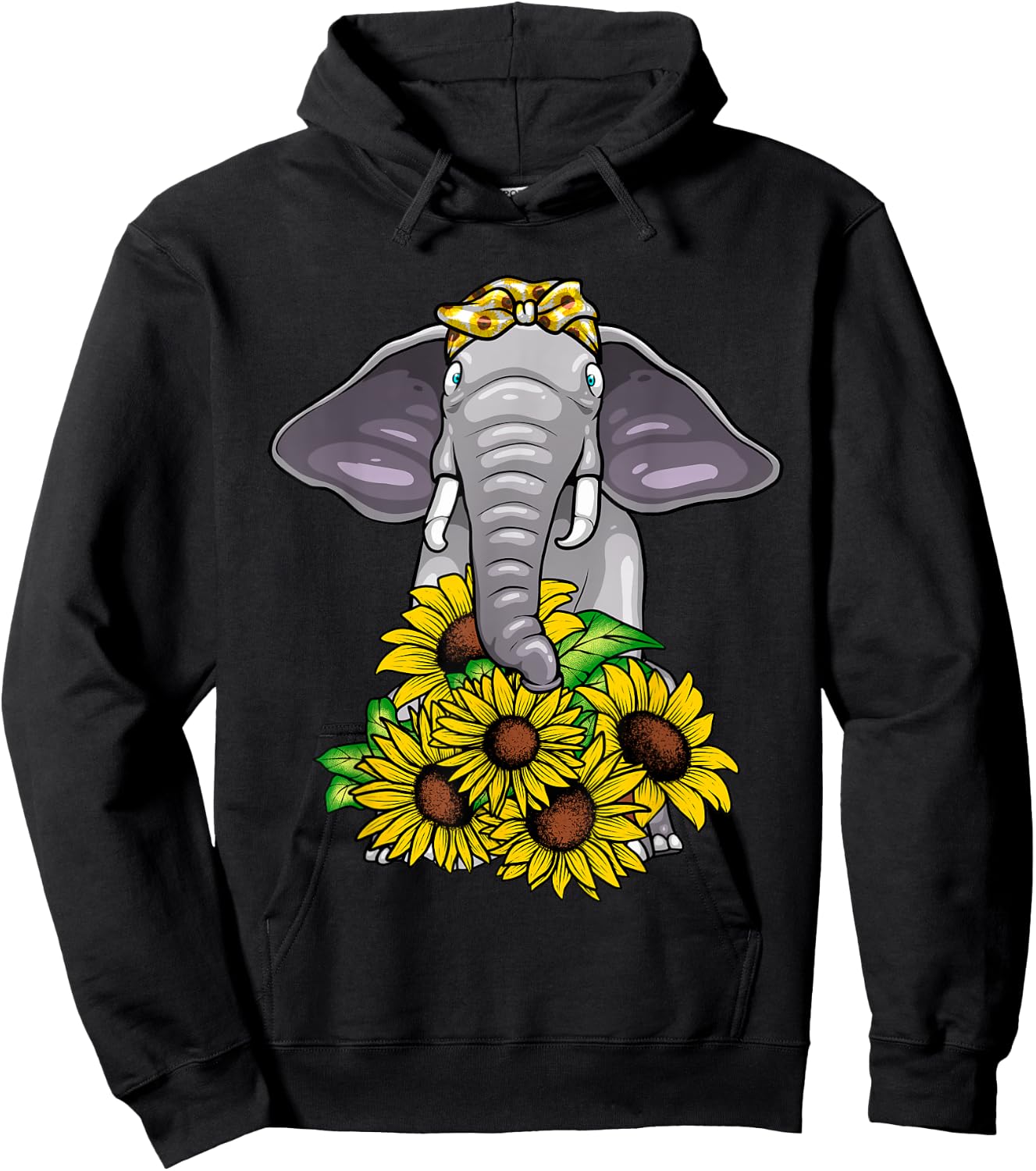 Cute Elephant Design Women Kids Elephant Zoo Animal Hoodie - Hoodie | Black