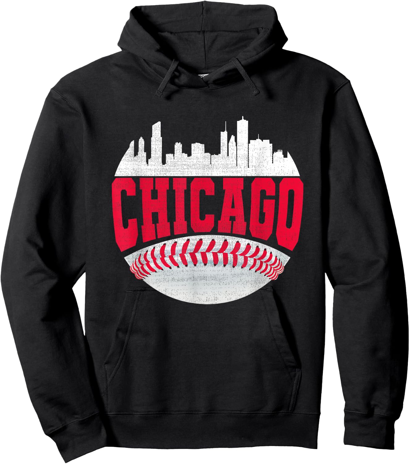 Funny Chicago Vintage Baseball Lover Player Graphic Hoodie - Hoodie | Black