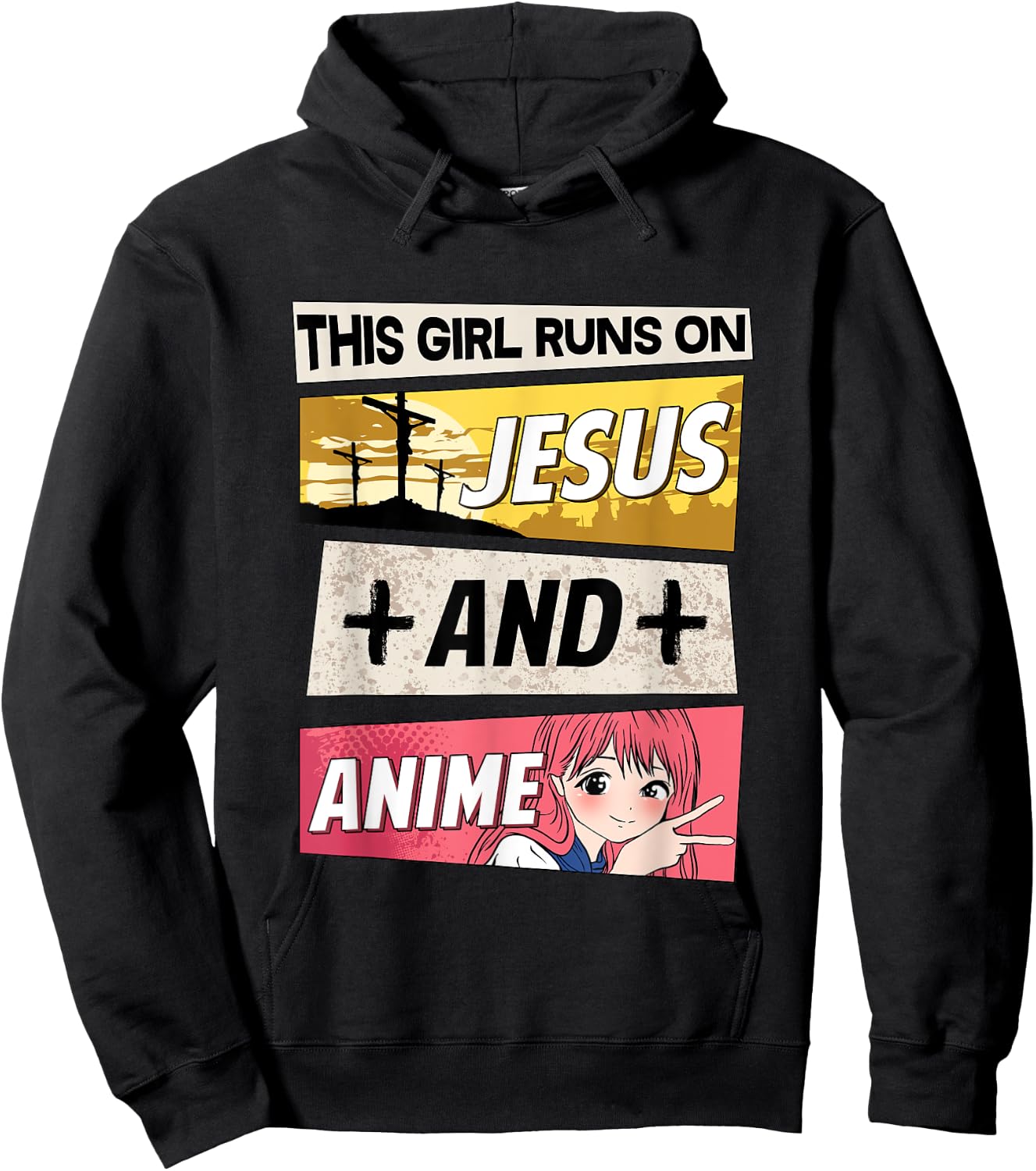 This Girl Runs On Jesus And Anime I Kawaii Otaku Hoodie - Hoodie | Black