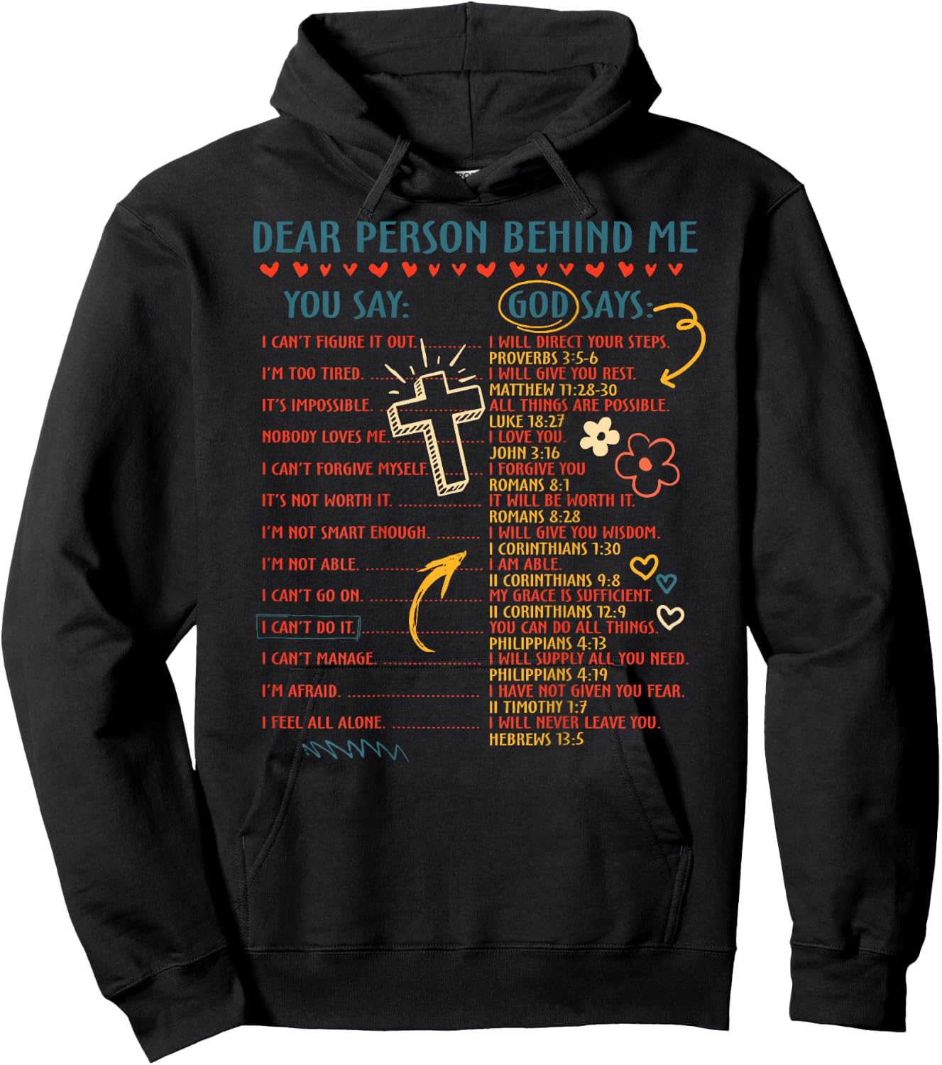 Dear Person Behind Me You Say God Says Inspiration Christian Hoodie - Hoodie | Black