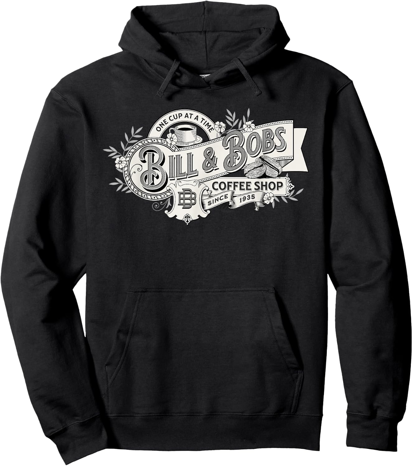 Bill and Bob's Coffee Shop Vintage AA 12 Step Recovery Sober Hoodie - Hoodie | Black