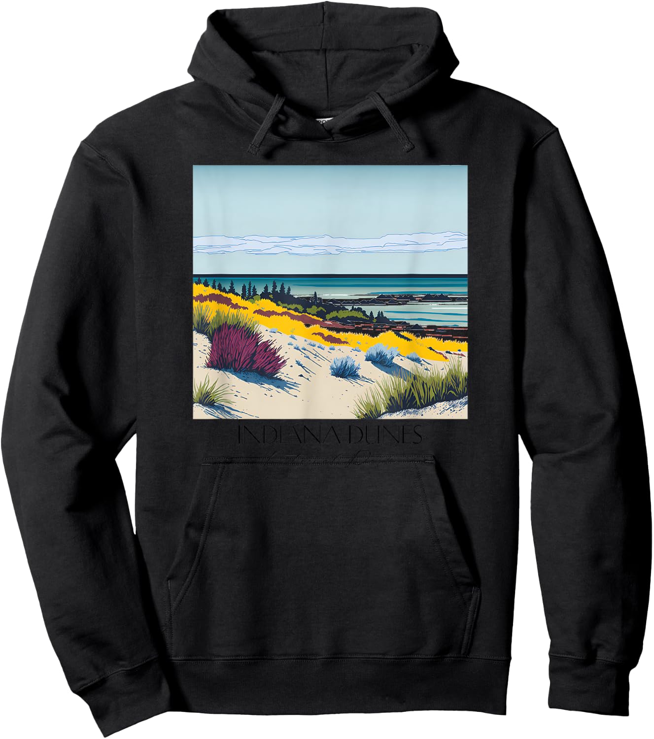Cool Indiana Dunes National Park Hiking Watercolor Graphic Hoodie - Hoodie | Black