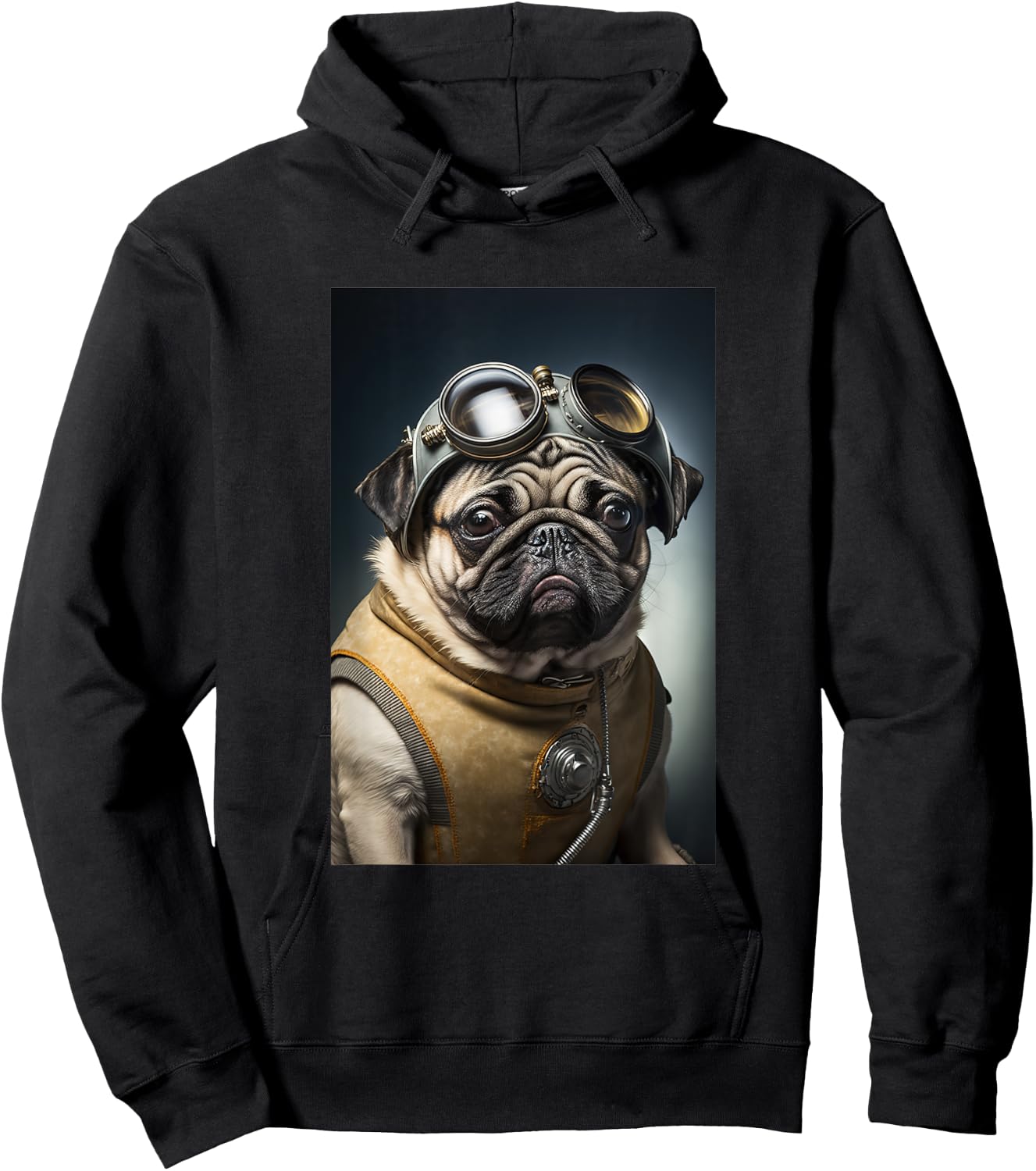 Space Smart Dog Kawaii Cute Pug PD Men Women Kids Hoodie - Hoodie | Black