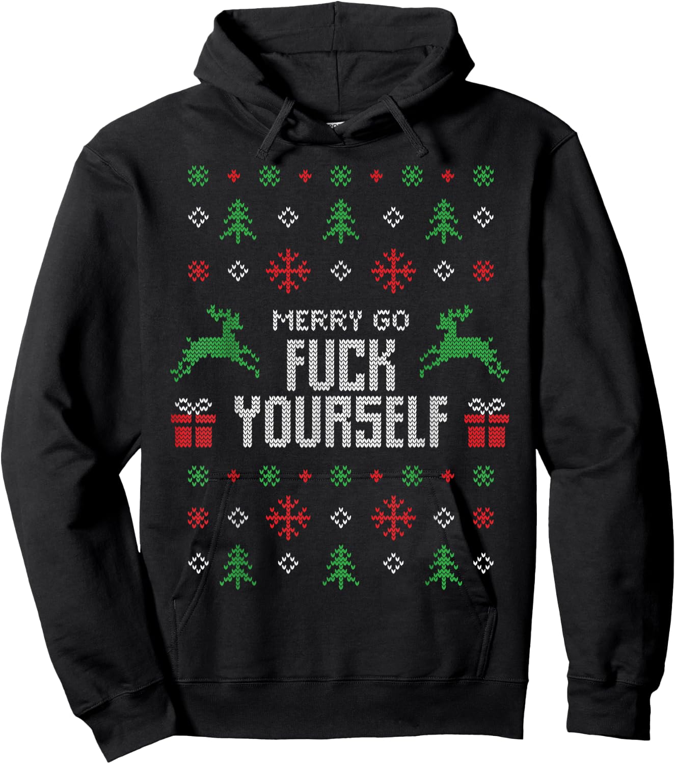 Merry Go Fuck Yourself I Funny Ugly Christmas Christmas Hoodie - Hoodie | Black