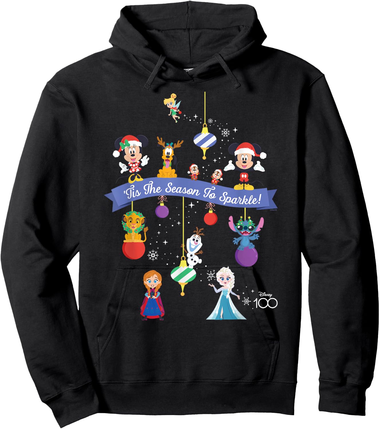 Disney 100 Christmas Holiday ‘Tis the Season to Sparkle! Hoodie - Hoodie | Black