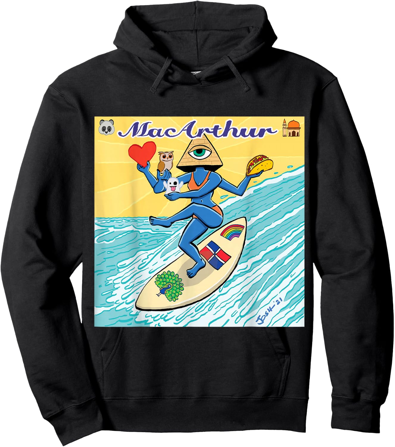 MacArthur - Surfing Pyramid Text Goddess Hoodie - Hoodie | Black