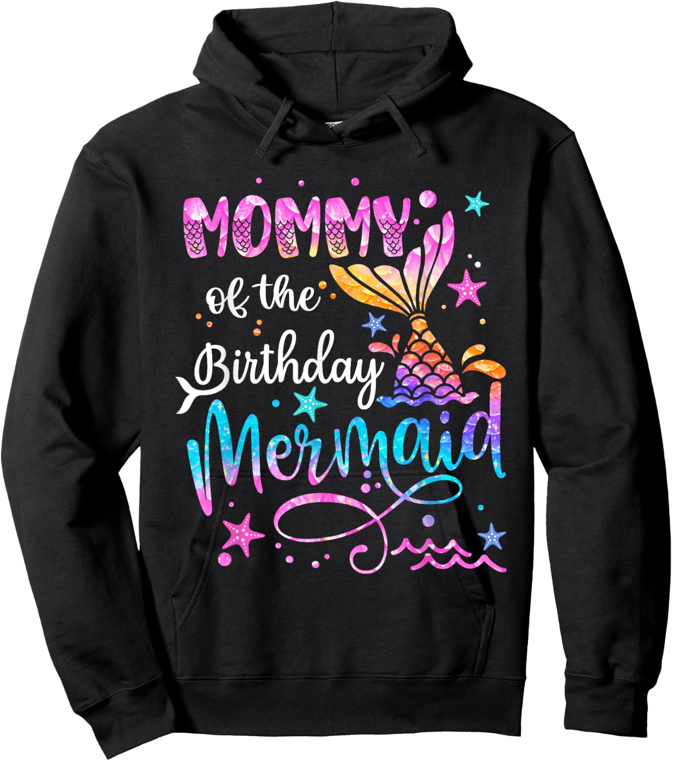 Mommy Of The Birthday Mermaid Matching Family 1st Birthday Hoodie - Hoodie | Black