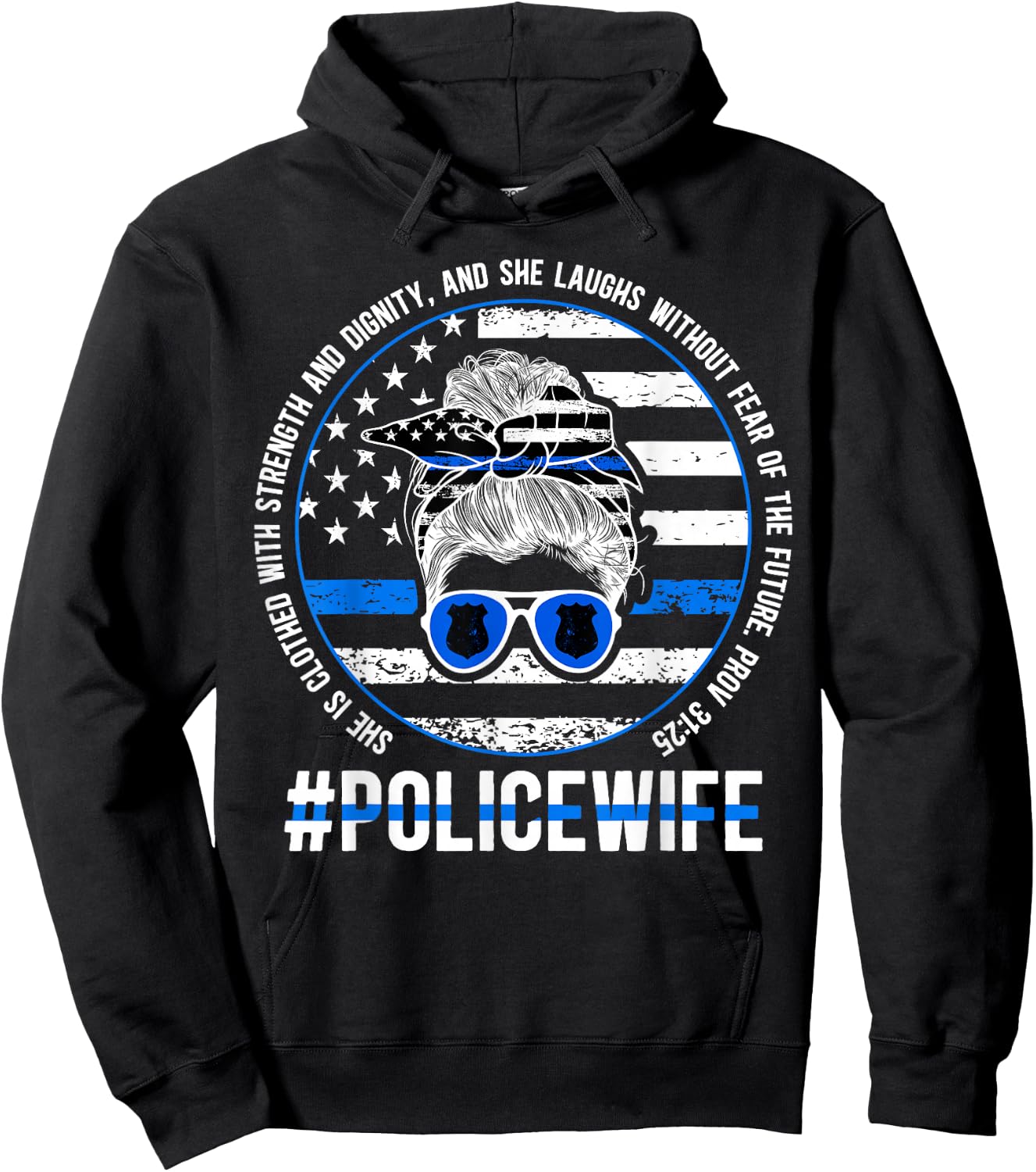 Police Wife Of A Police Officer Wife Messy Bun Cop Wife Hoodie - Hoodie | Black