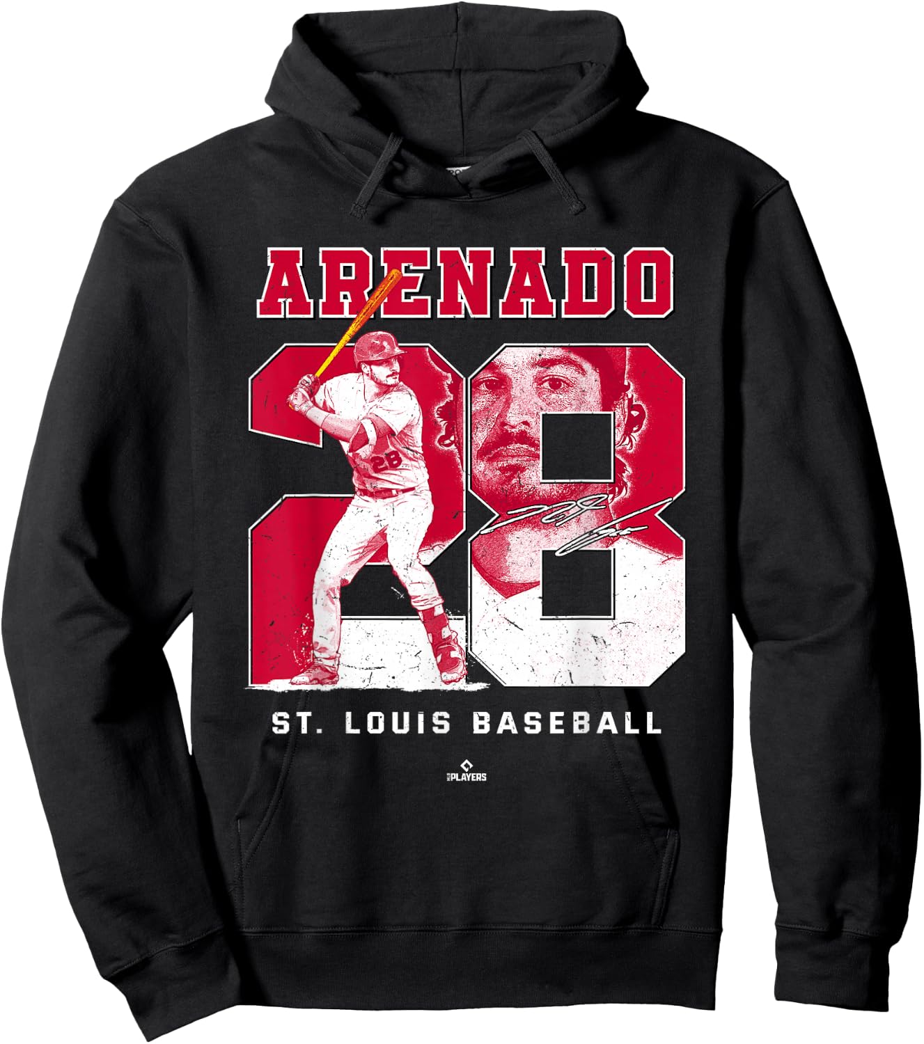 BallPark MVP -Adults Black Cotton Short Sleeve - Number and Portrait Nolan Arenado St Louis MLBPA - Small Hoodie - Hoodie | Black