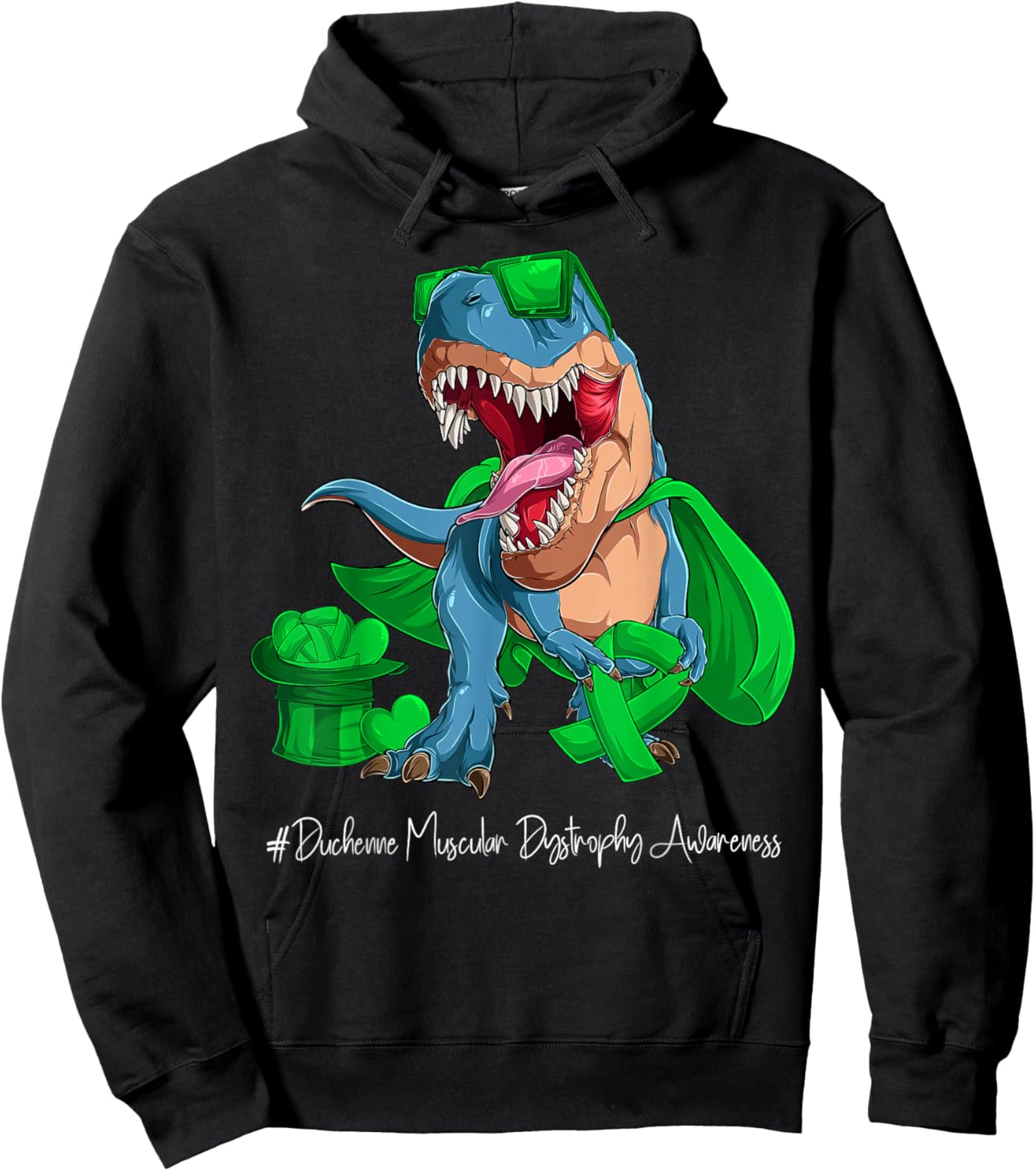 Duchenne Muscular Dystrophy Awareness Month Green Ribbon Hoodie - Hoodie | Black