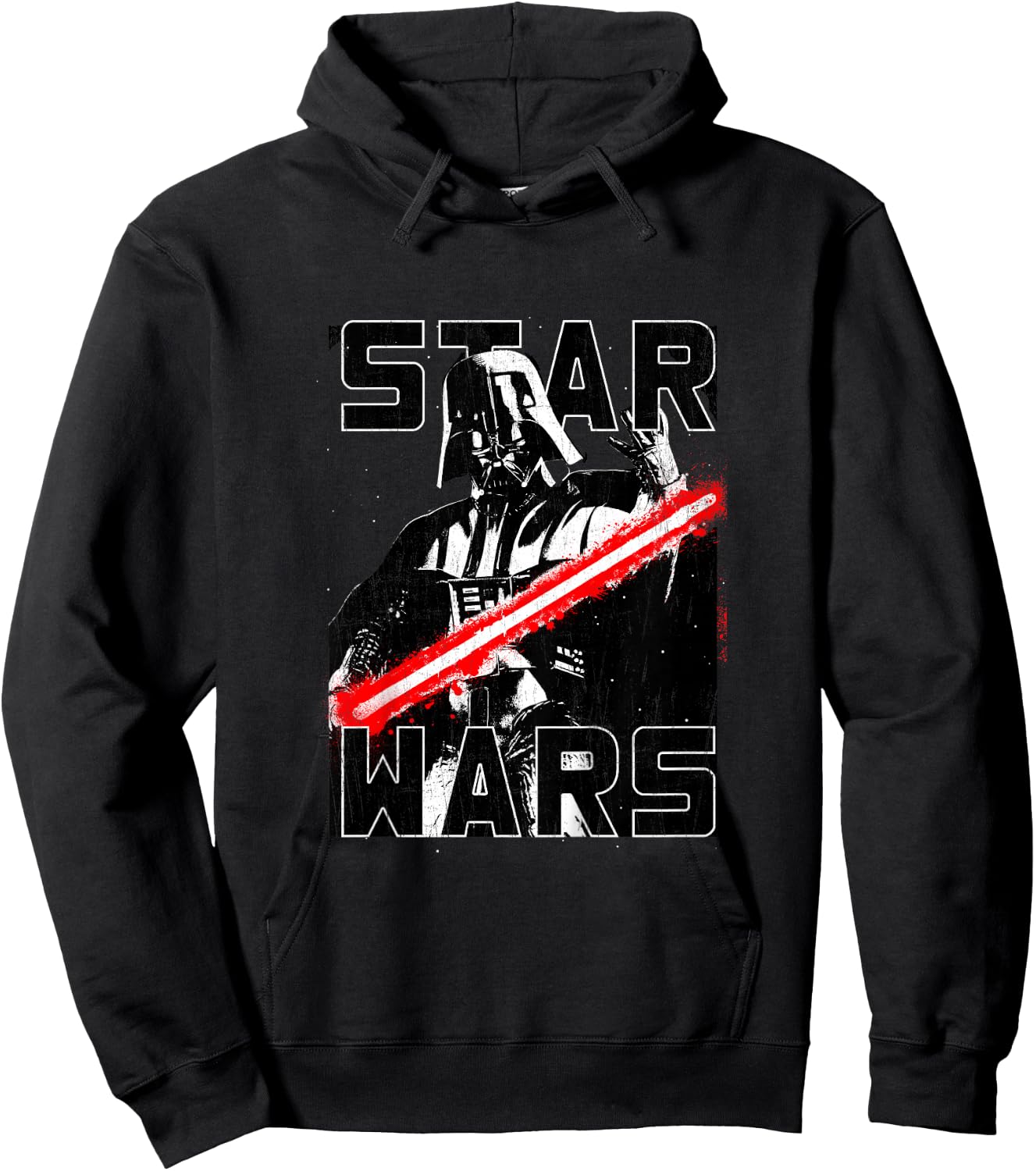 Kids Star Wars Classic Distressed Darth Vader Retro Lightning Hoodie - Hoodie | Black