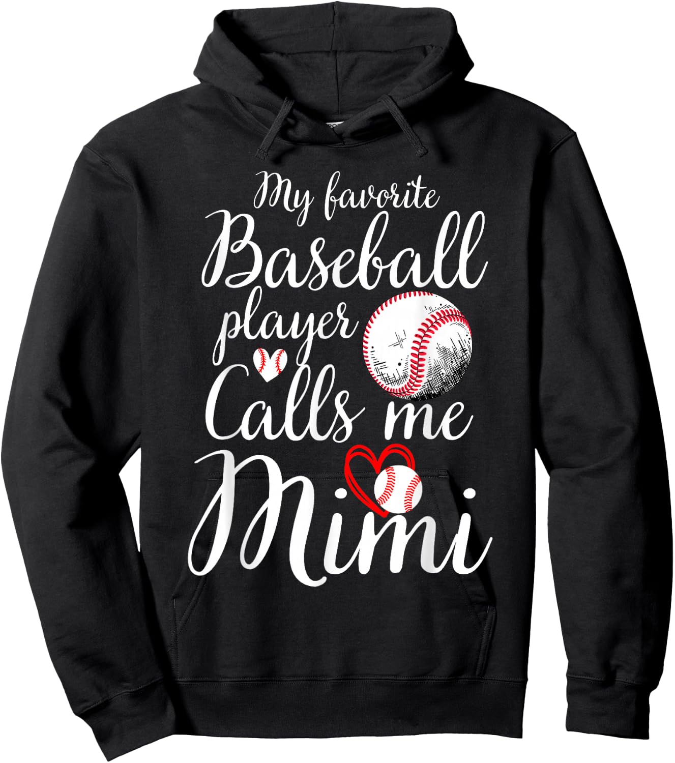 My Favorite Baseball Player Calls Me Mimi Cute Mimi Baseball Hoodie - Hoodie | Black