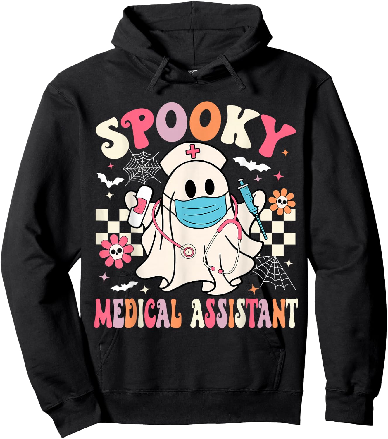 Groovy Spooky Medical Assistant Cute Halloween Med Assistant Hoodie - Hoodie | Black