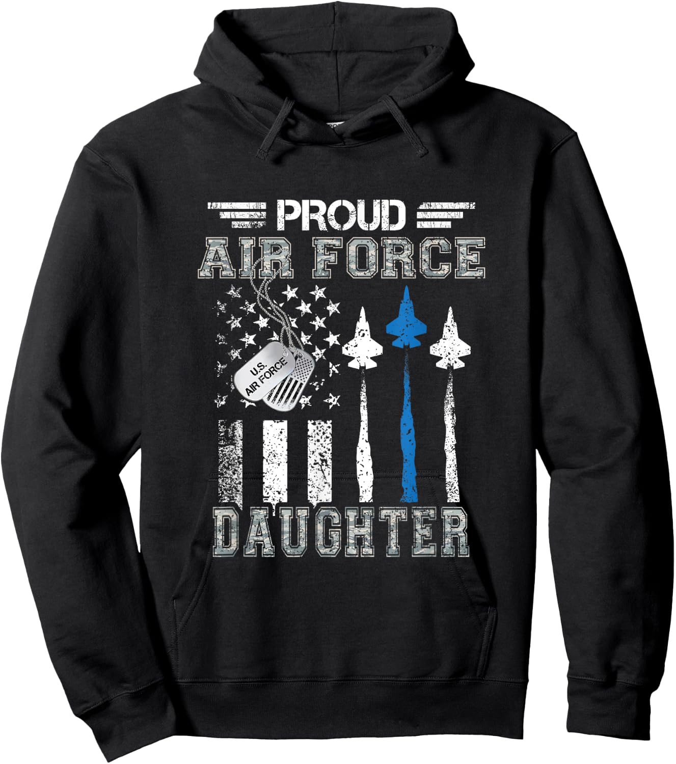 Proud Air Force Daughter US Air Force Graduation Daughter Hoodie - Hoodie | Black
