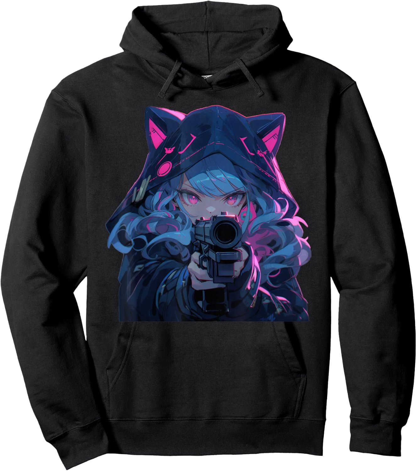 Cute Neko Anime Girl Assassin - Kawaii anime cat lover meow Hoodie - Hoodie | Black