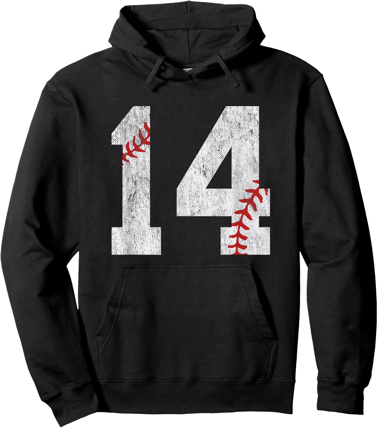 Number #14 Vintage 14th Birthday Baseball Lover 14 Years Old Hoodie - Hoodie | Black