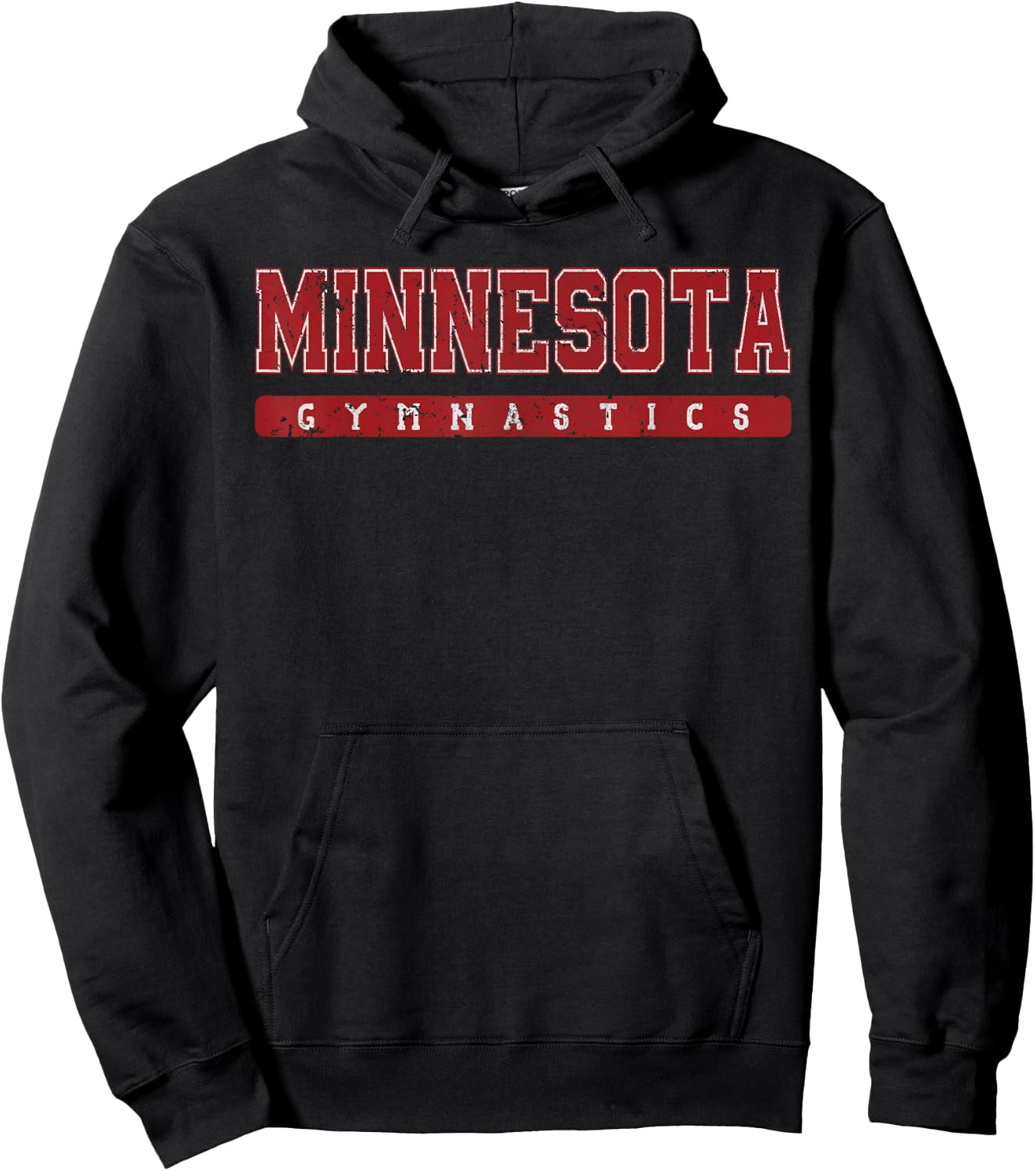 Minnesota Gymnastics Red Vintage Text Hoodie - Hoodie | Black