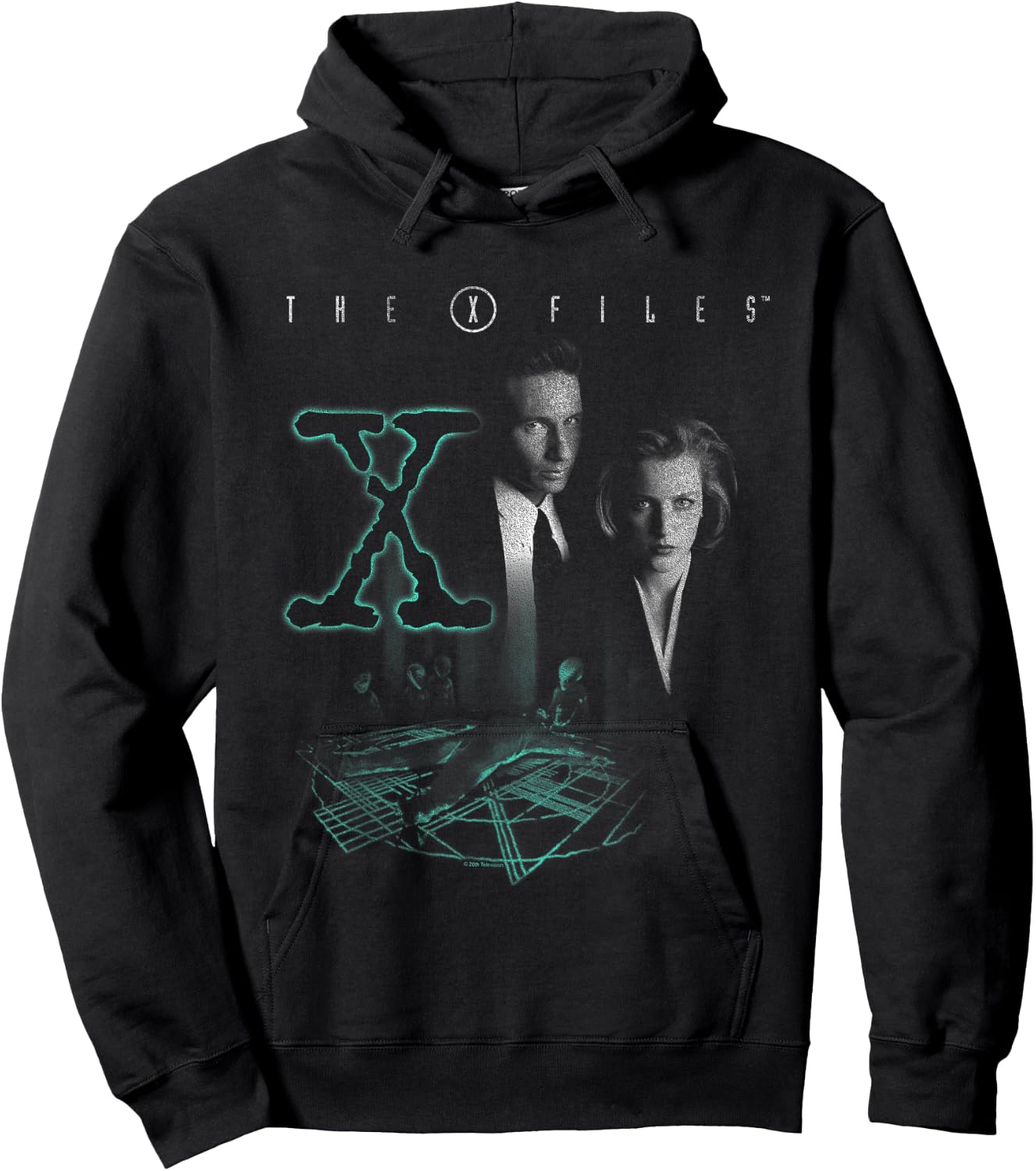 X-Files Mulder & Scully Glowing Logo Hoodie - Hoodie | Black