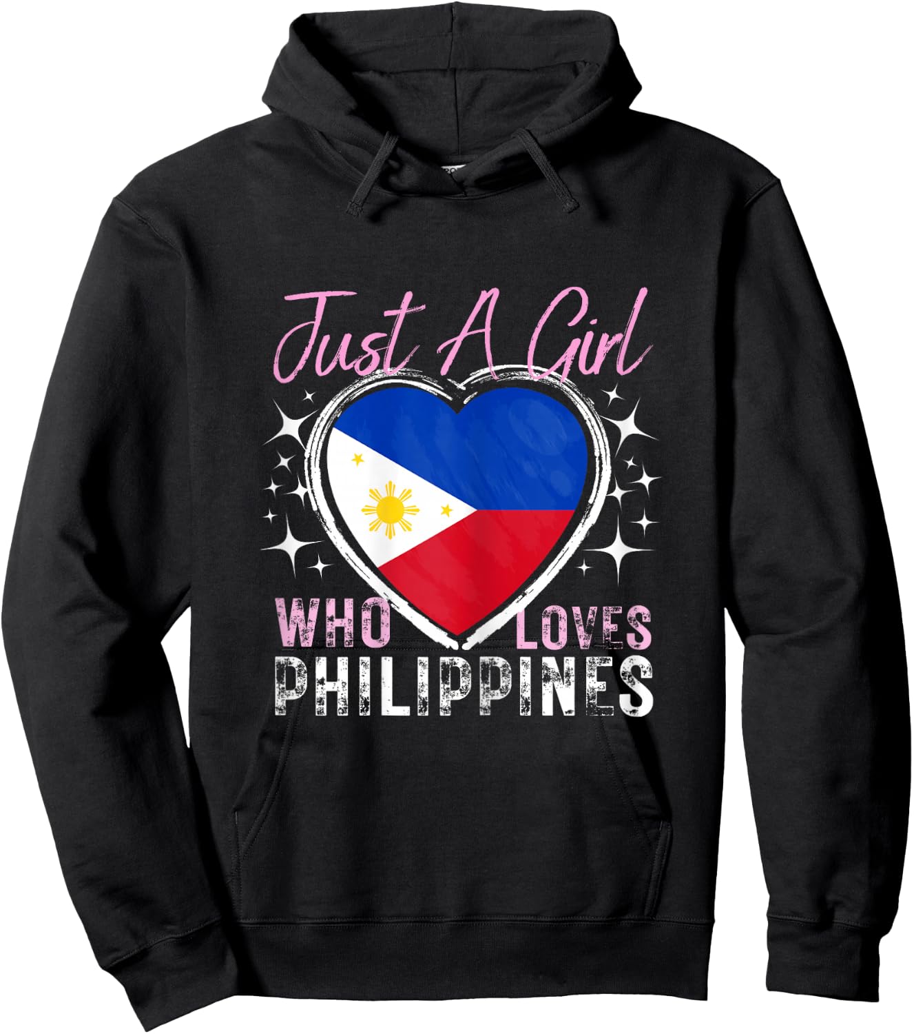 Just A Girl Who Loves Philippines Heart Flag for Girls Hoodie - Hoodie | Black