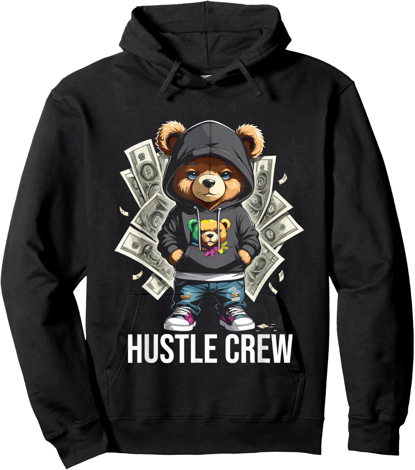 Teddy Bear Gangster in Cool Hip-Hop Outfit Hoodie - Hoodie | Black