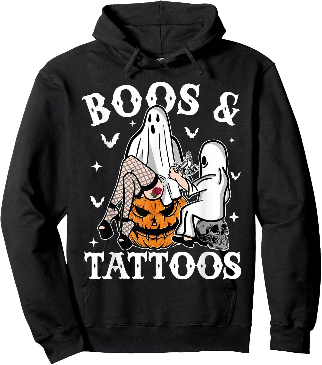 Ghosts Pumpkin Tattoo Artist Halloween Boos And Tattoos Hoodie - Hoodie | Black