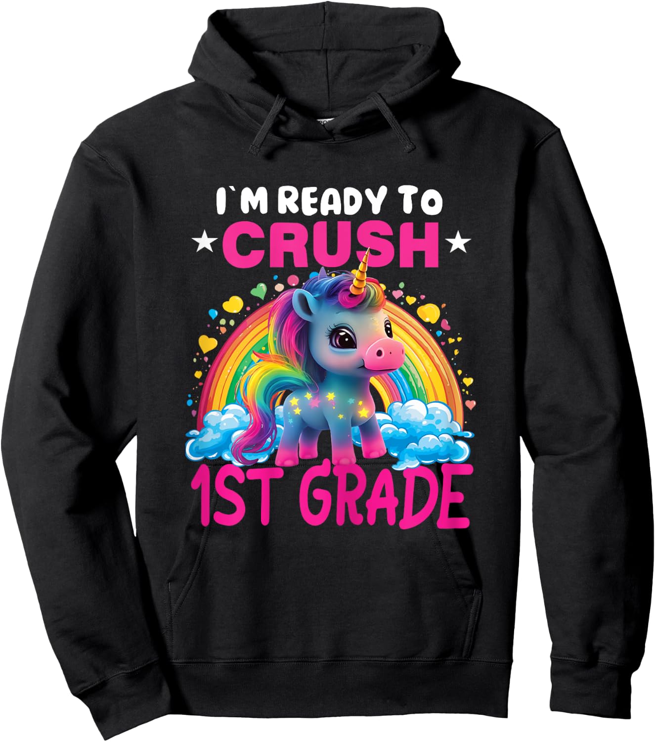 Crush 1st Grade Dabbing Unicorn Back to School Girls Gift Hoodie - Hoodie | Black