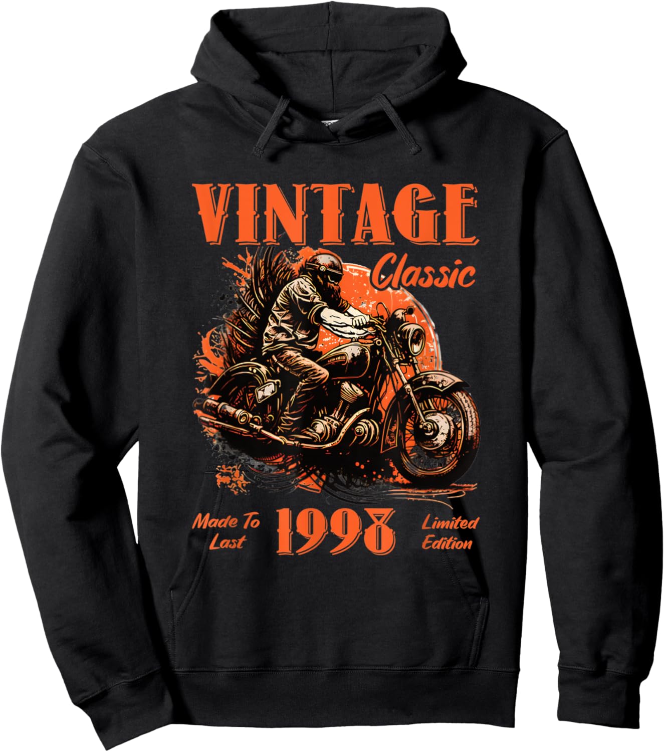 Vintage vintage 1998 birthday classic retro motorcycle Hoodie - Hoodie | Black
