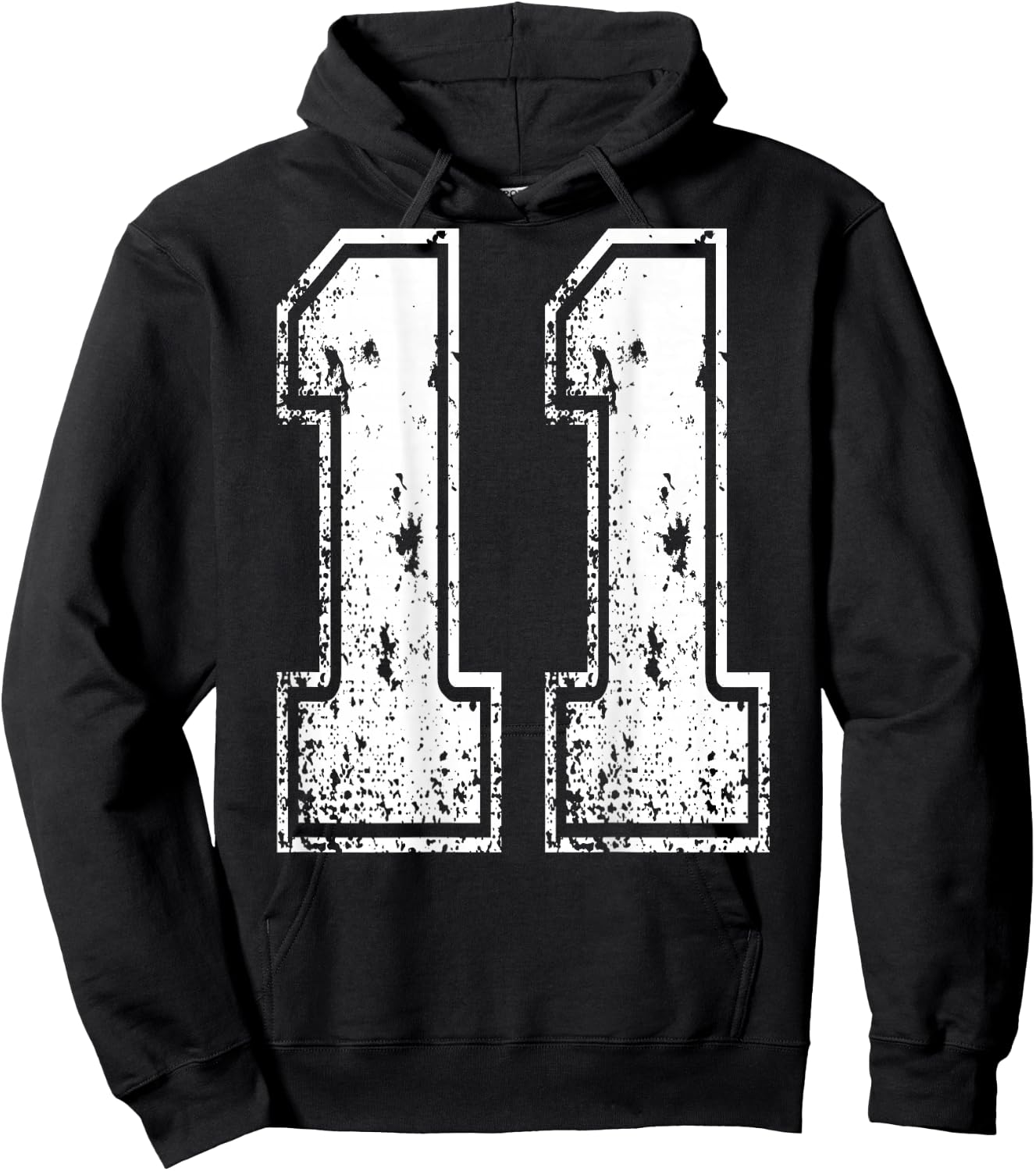 Number 11 Print On Back of Shirt Number 11 Numbered Hoodie - Hoodie | Black
