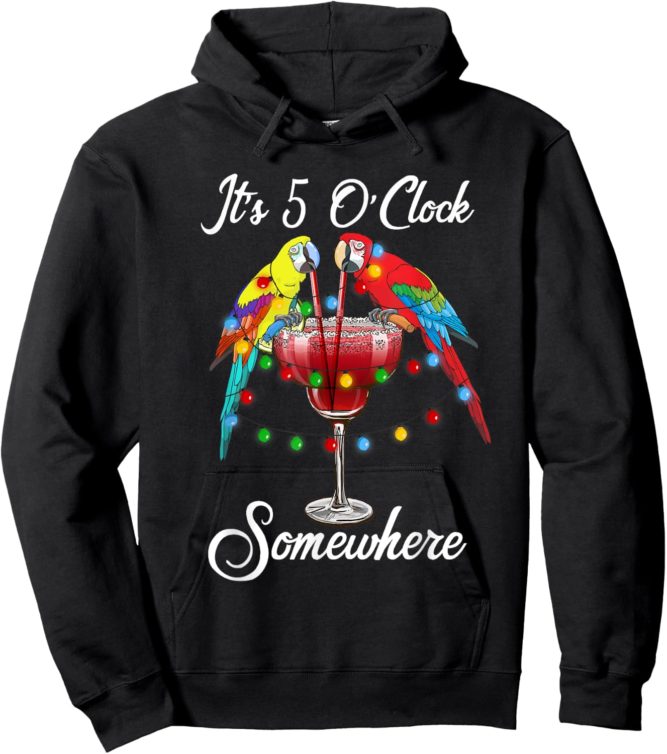 Parrots Drinking Margarita It's 5 O'clock Somewhere Hoodie - Hoodie | Black