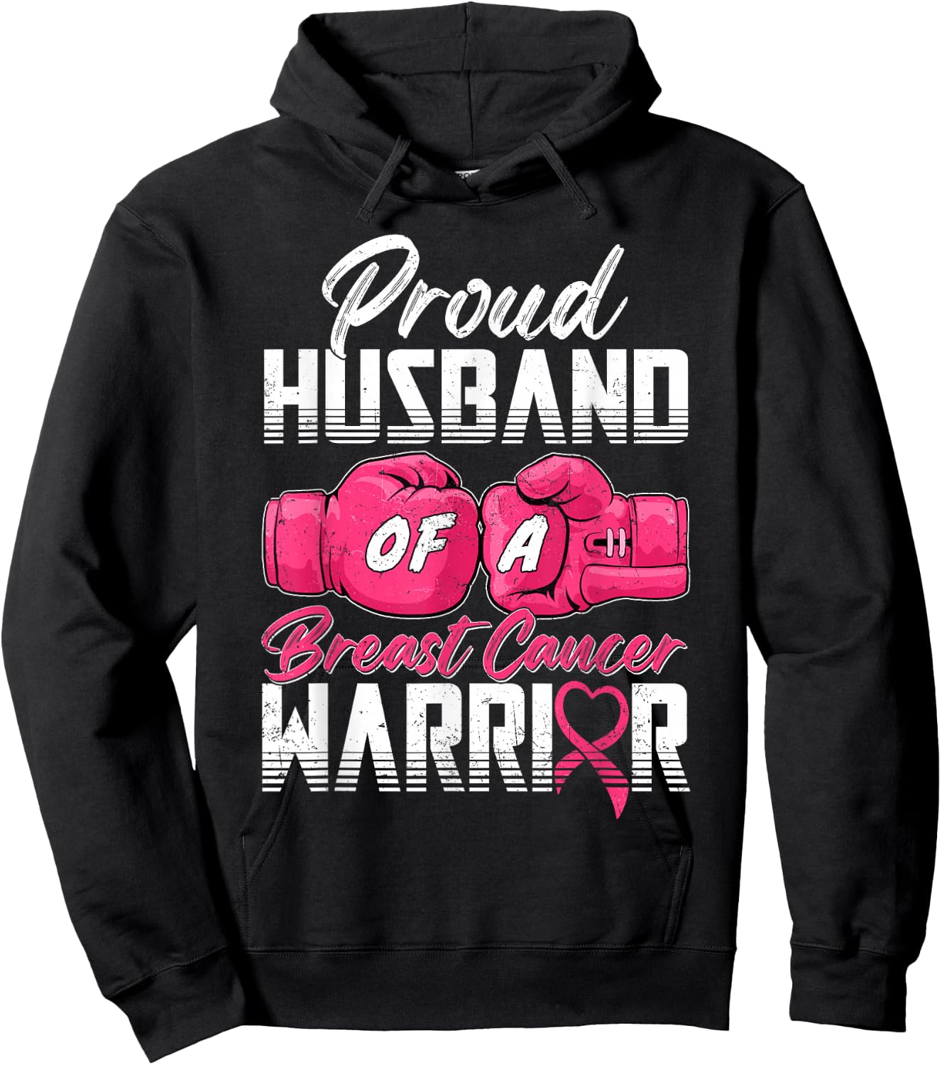 Proud Husband Of A Breast Cancer Warrior Cancer Survivor Hoodie - Hoodie | Black