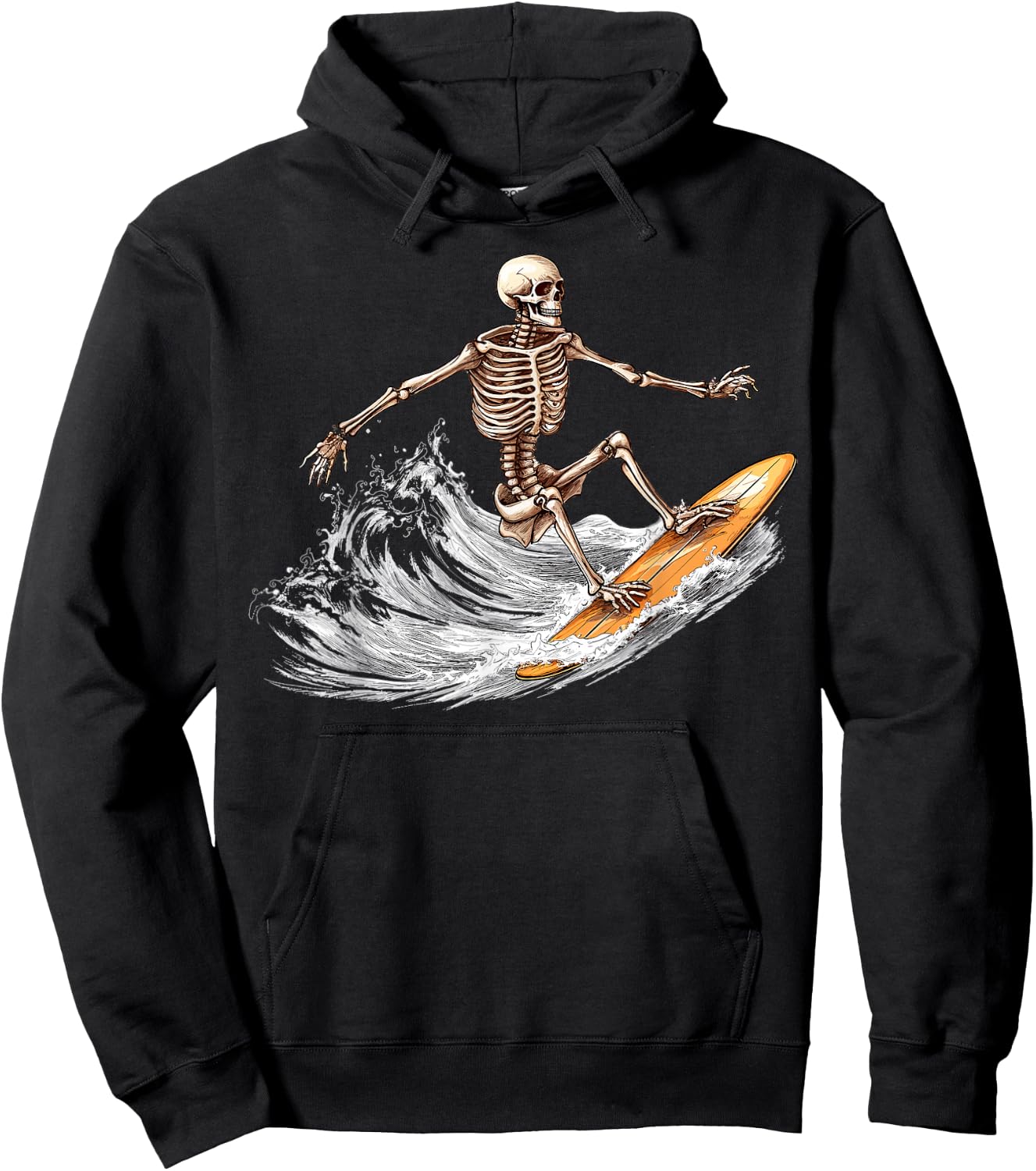 Skeleton Surfer Surfboard Beach Summer Surf Surfing Men Women Kids Hoodie - Hoodie | Black