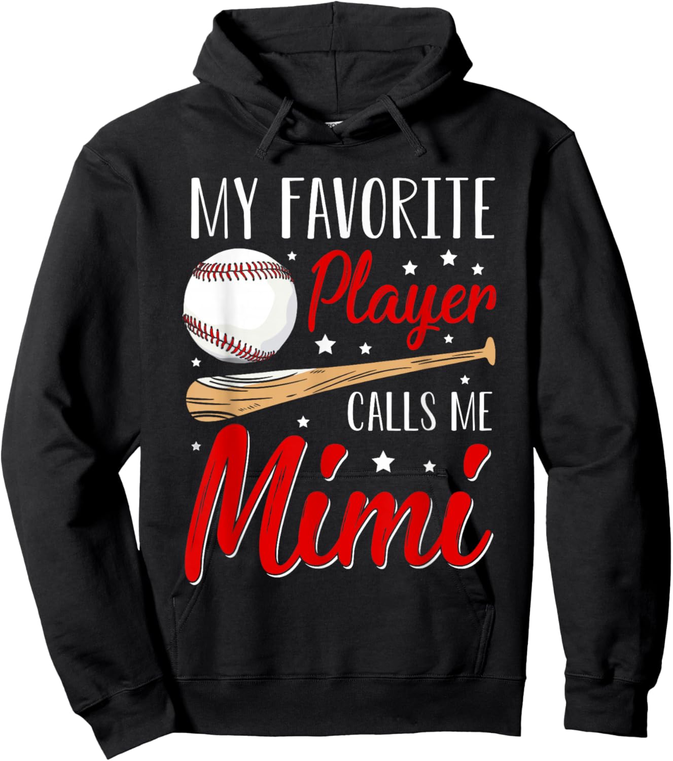 Baseball My Favorite Player Calls Me Mimi Heart Grandma Hoodie - Hoodie | Black