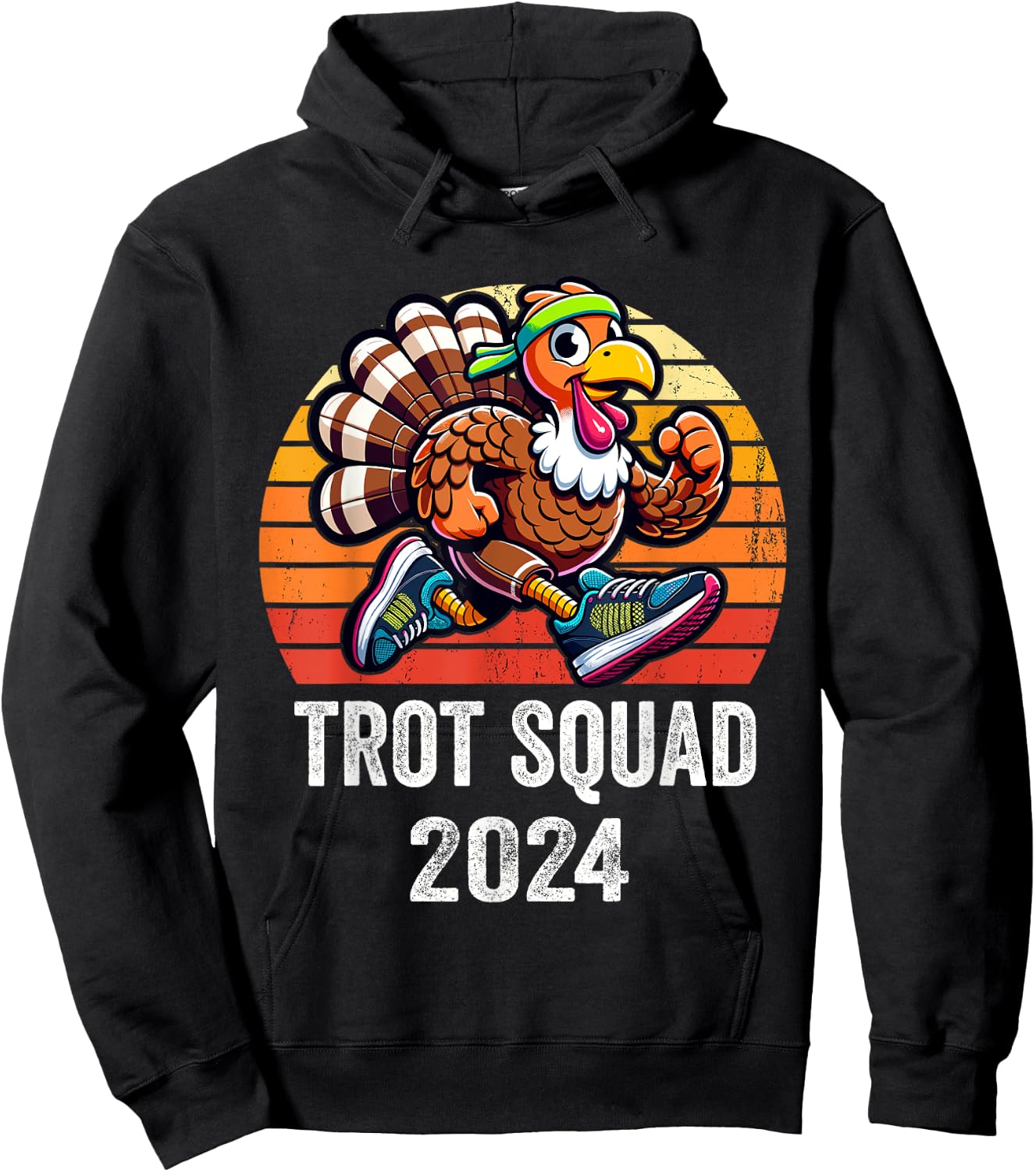 Thanksgiving Turkey Trot Squad 2024 Running Turkey Trot Hoodie - Hoodie | Black