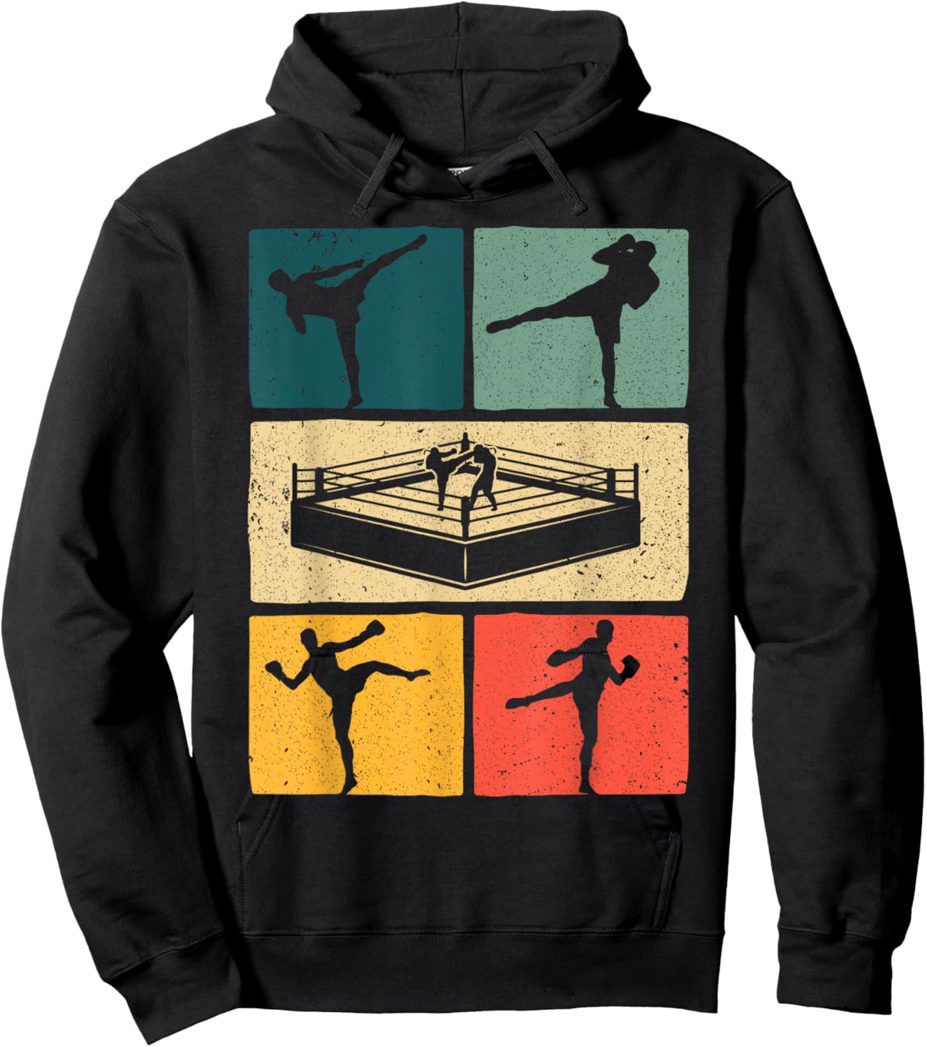 Vintage Kickboxing Art Women Kickboxer Sports Lover Hoodie - Hoodie | Black