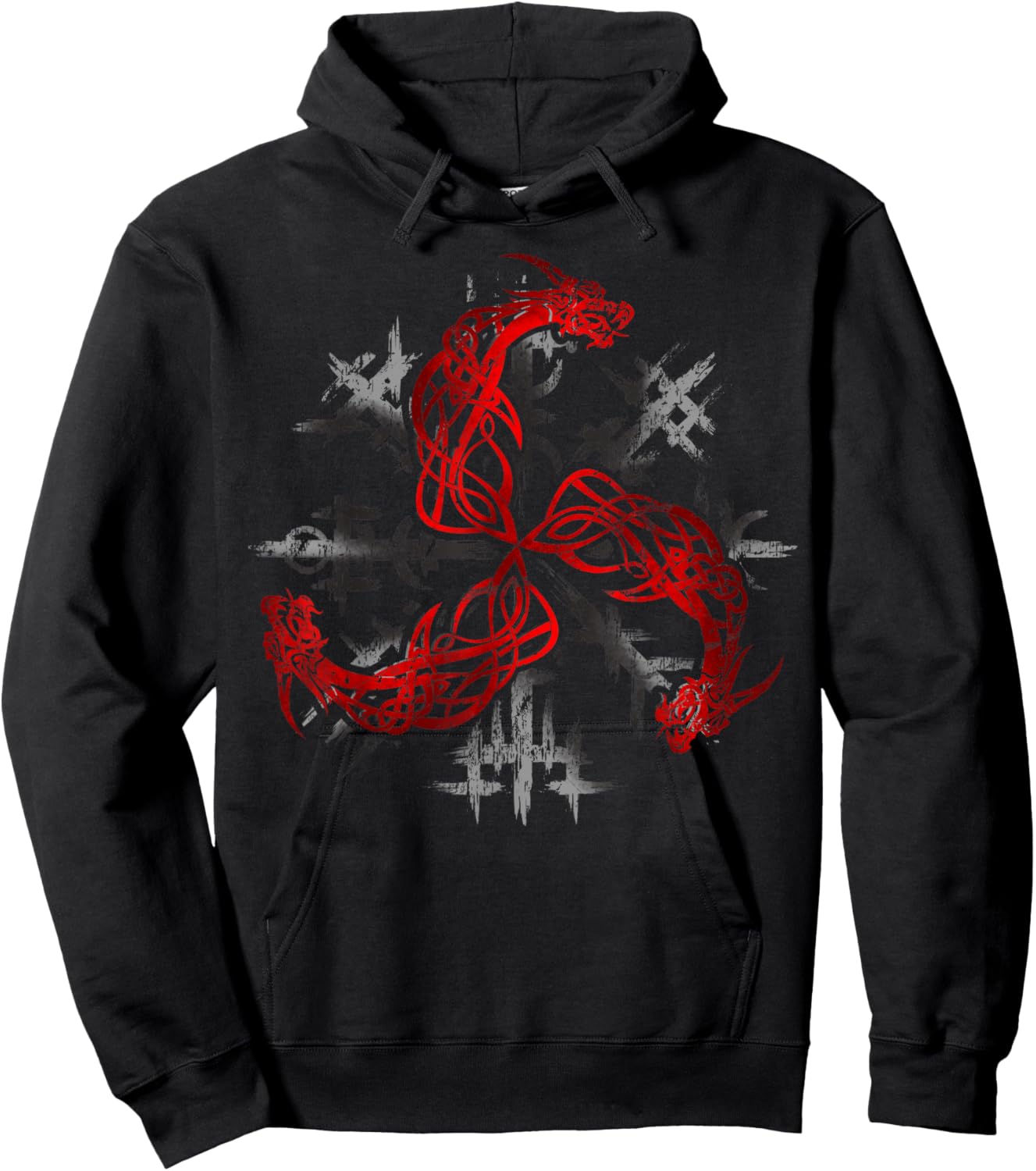 Viking Valknut Symbol Triskelion Amulet Celtic Three Dragons Hoodie - Hoodie | Black