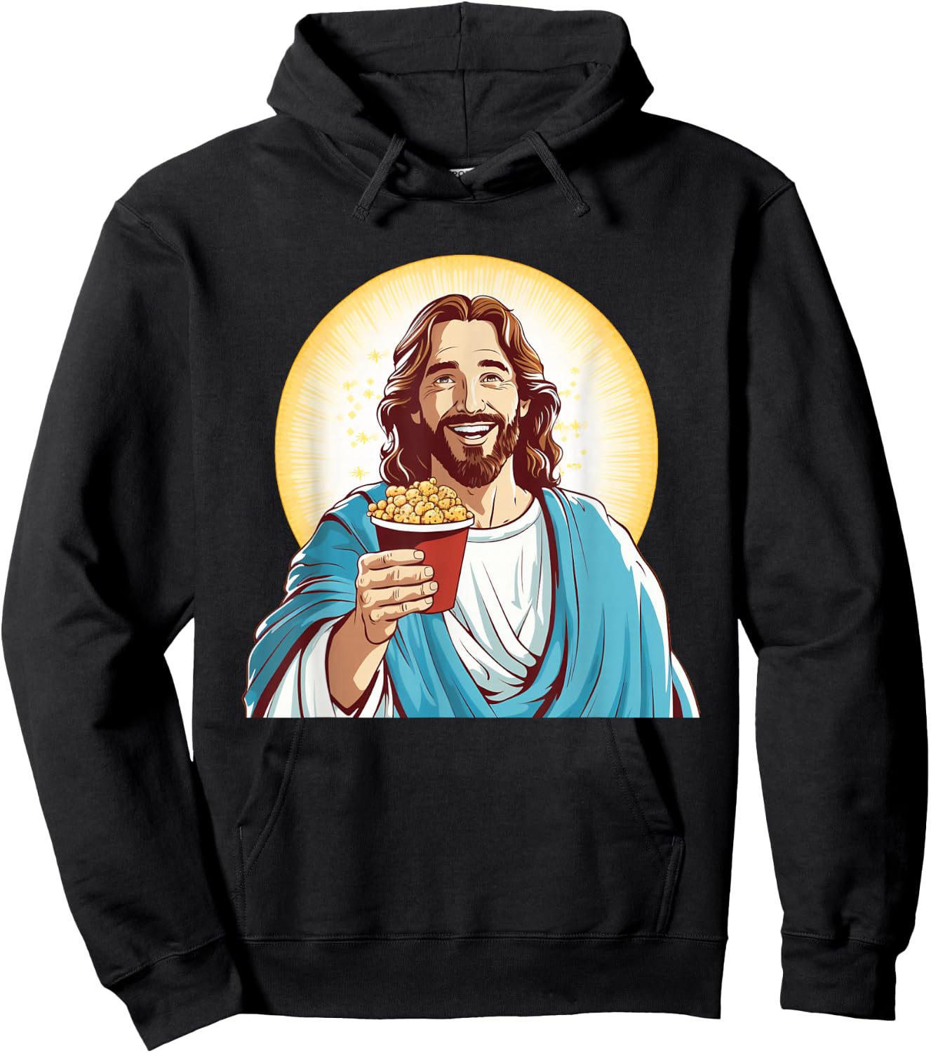 Funny Movie Night with Jesus and Popcorn Box Costume Hoodie - Hoodie | Black