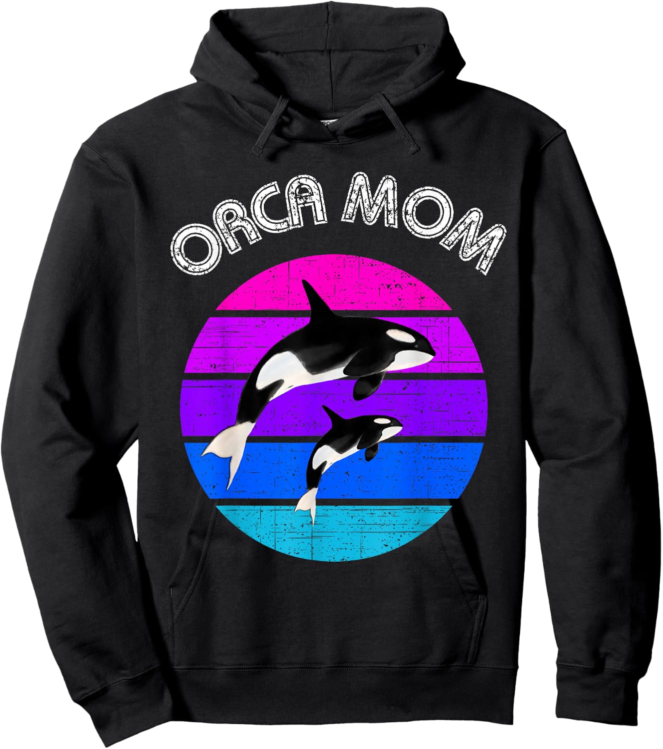 80s Orca Mom Retro Vintage Sunset Hoodie - Hoodie | Black