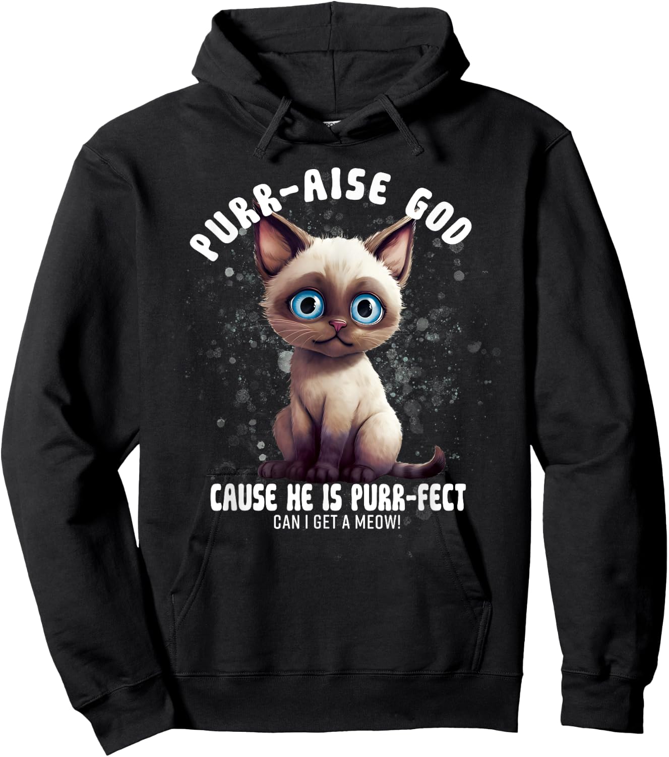 Purr-aise God He is Purr-fect Siamese Cat Men Women Hoodie - Hoodie | Black