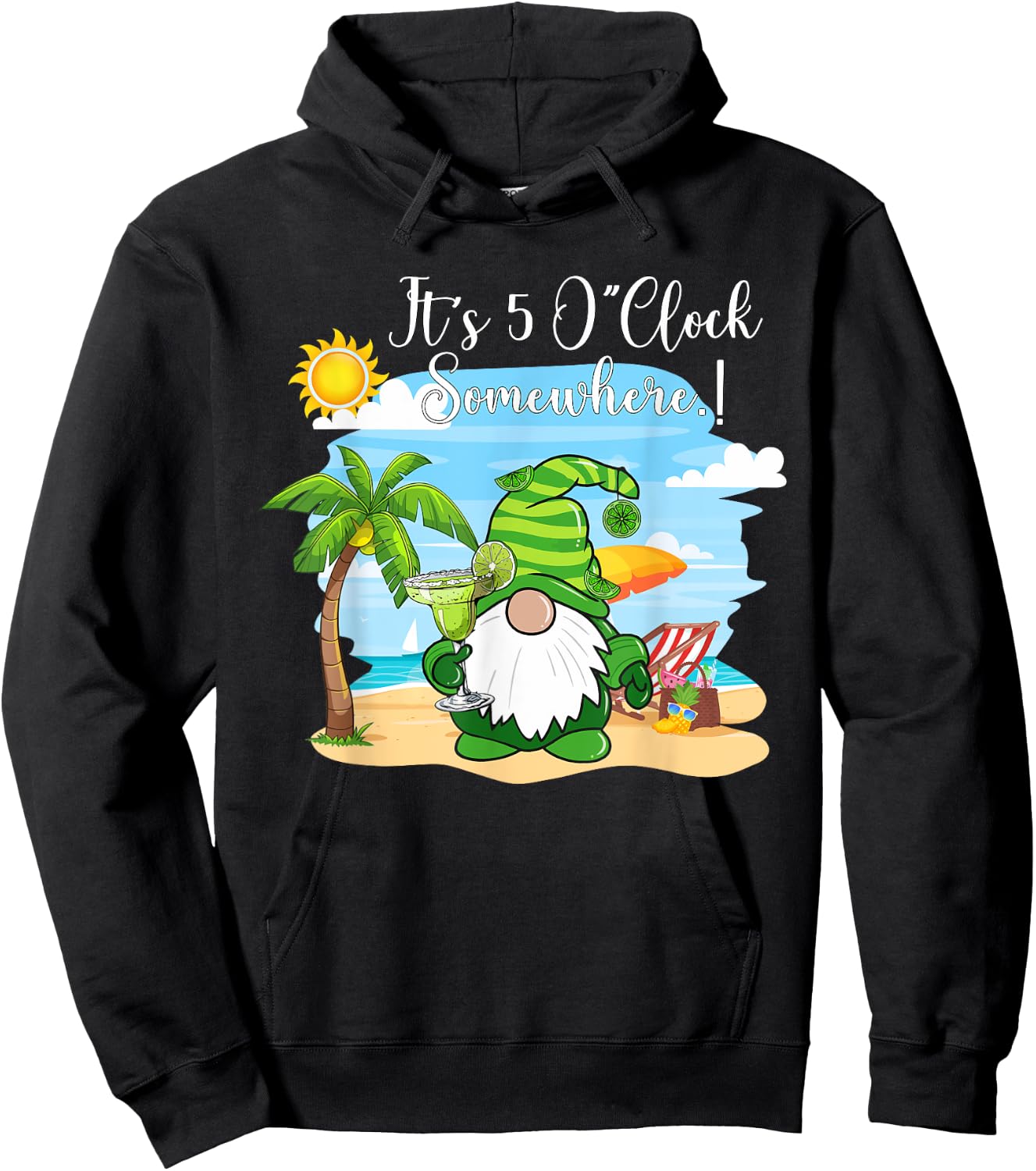 Margarita Gnome It's 5 o'clock somewhere Beach Vacay Hoodie - Hoodie | Black