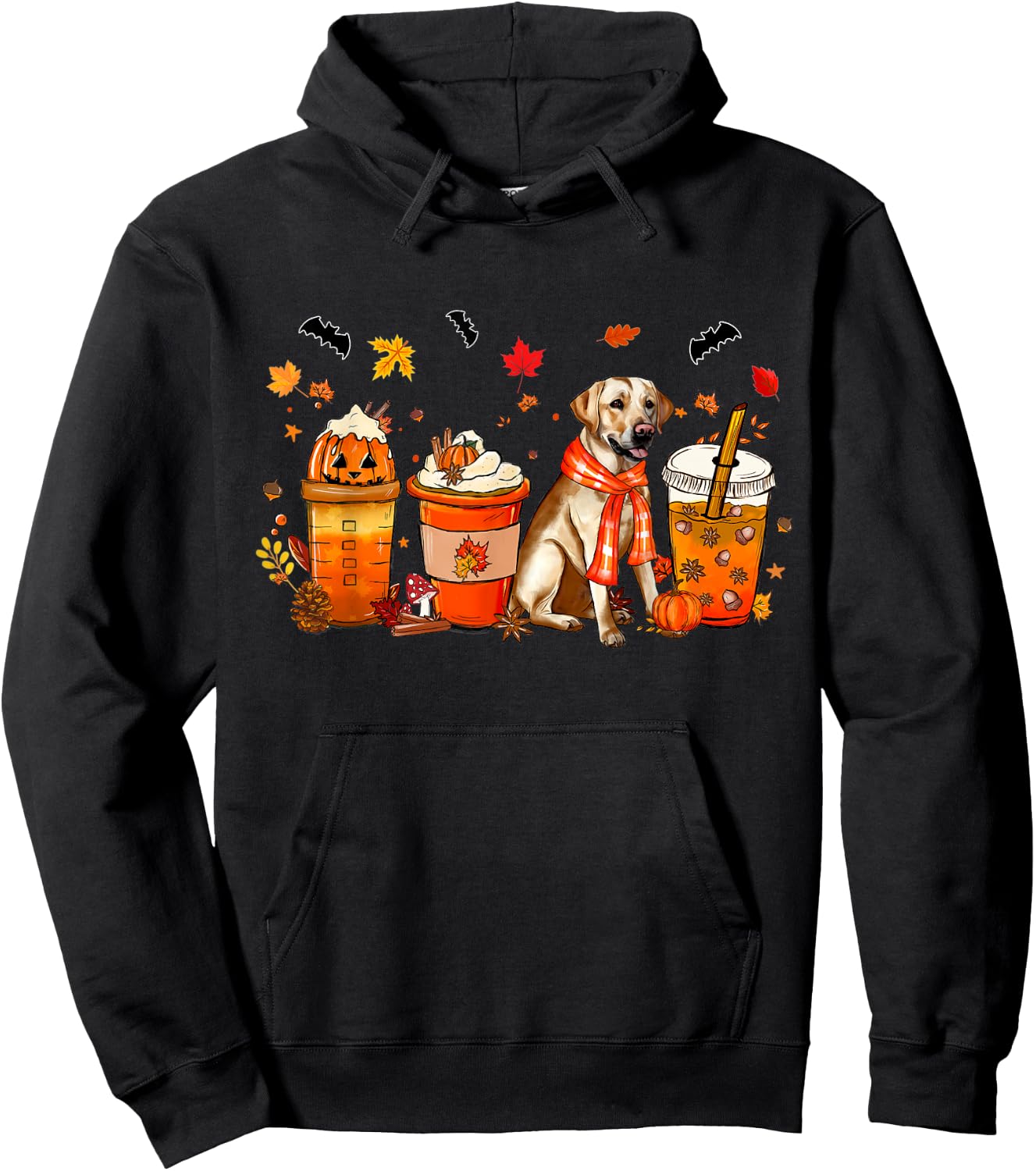 Labrador Dog Pumpkin Spice Coffee Latte Fall Halloween Men Women Kids Hoodie - Hoodie | Black